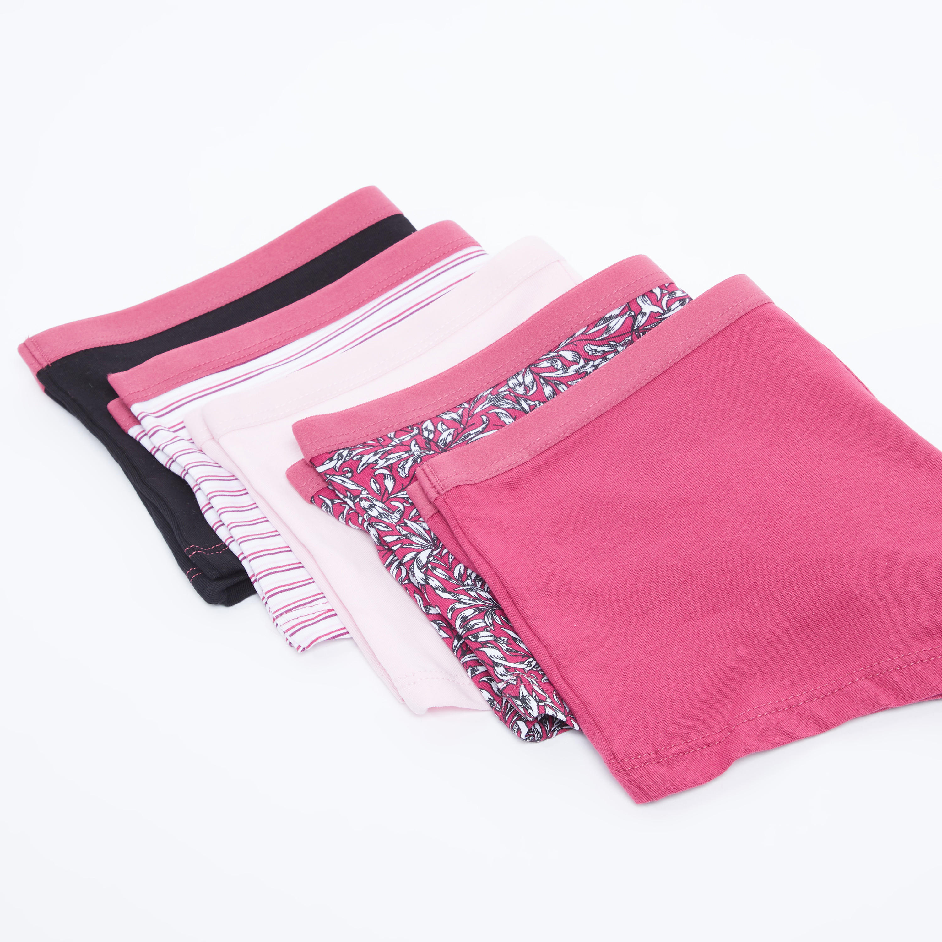 سراويل داخلية بوي شورت متنوعة بخصر مطّاطي - طقم من 5 قطع-women-clothing-lingerie-panties-image-1