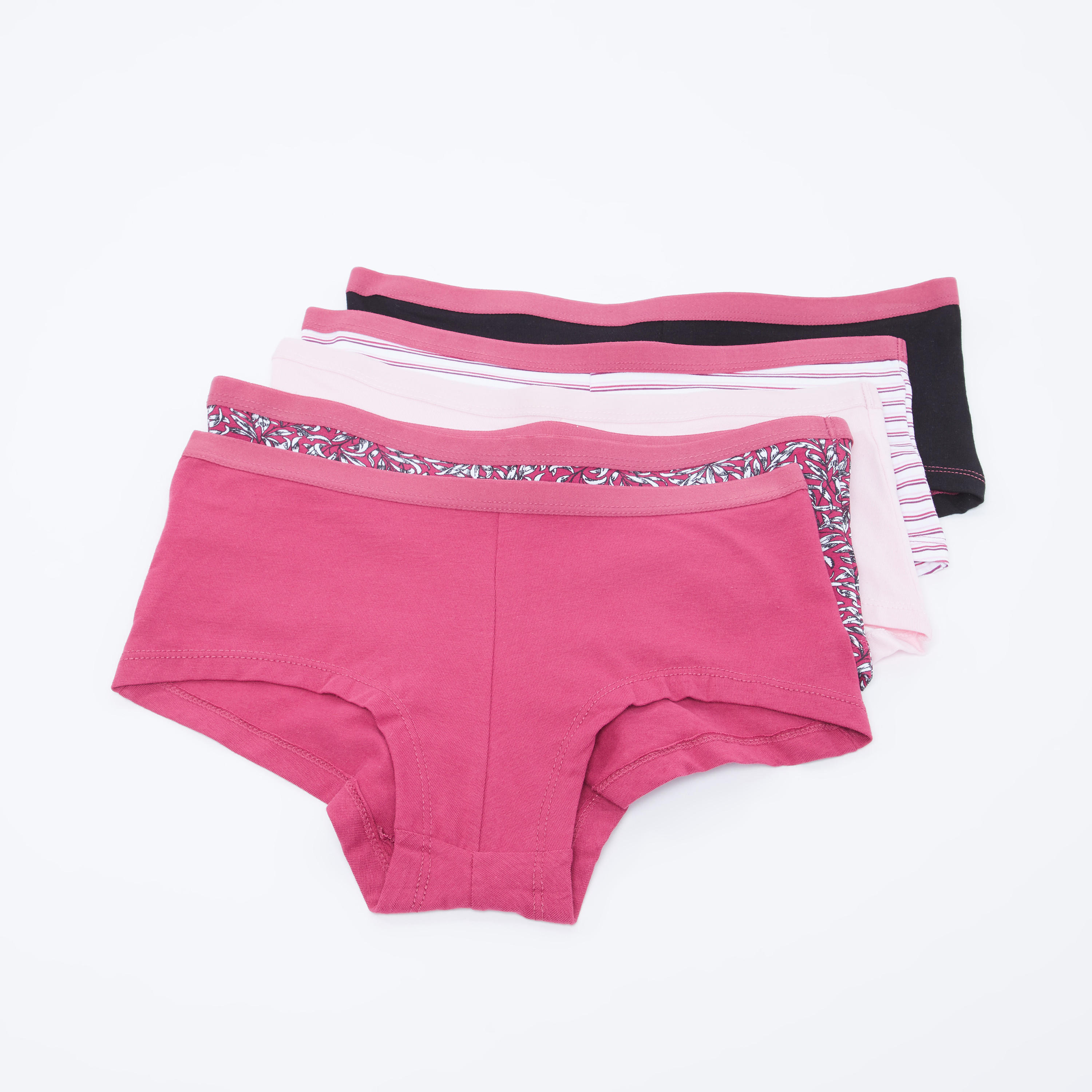 سراويل داخلية بوي شورت متنوعة بخصر مطّاطي - طقم من 5 قطع-women-clothing-lingerie-panties-image-2