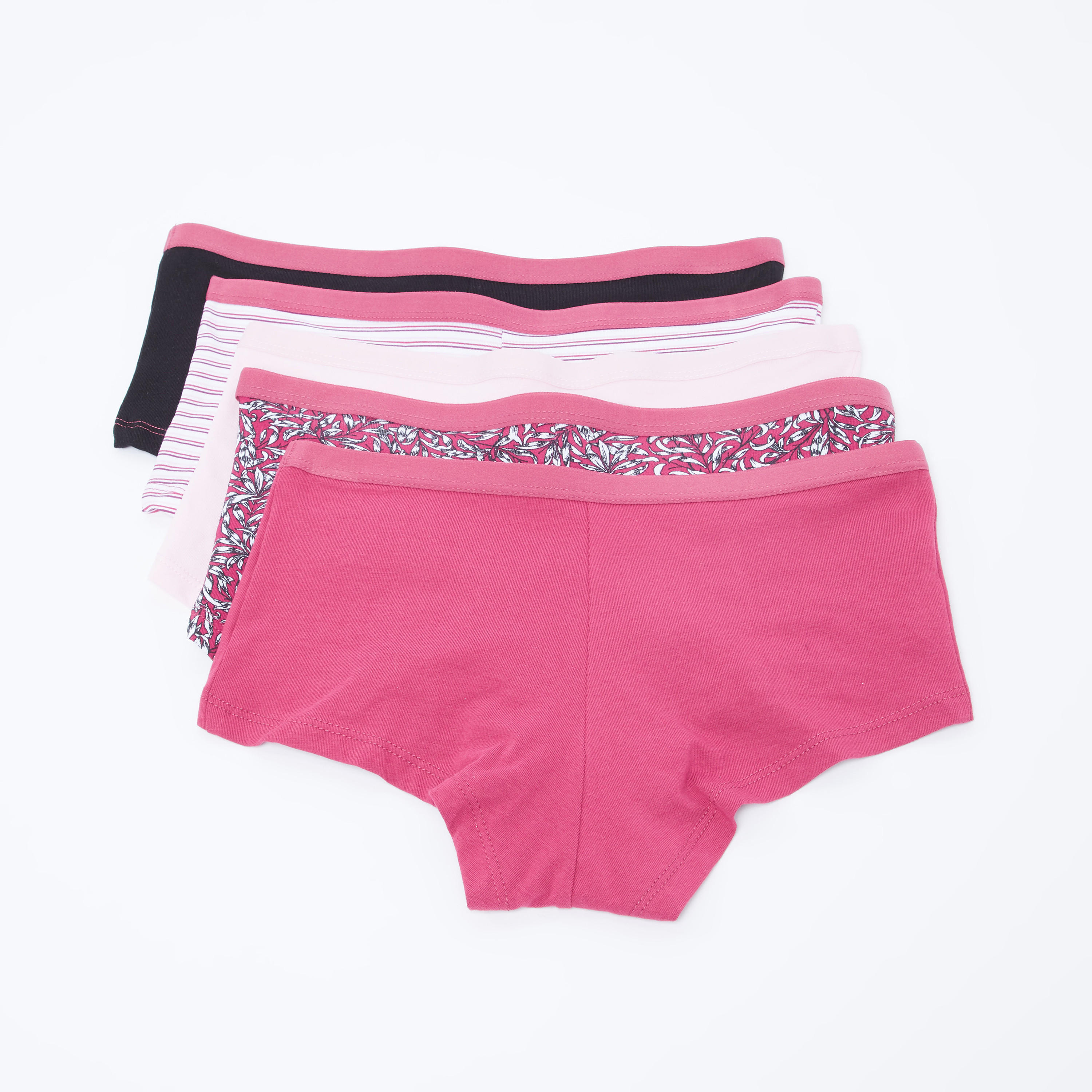 سراويل داخلية بوي شورت متنوعة بخصر مطّاطي - طقم من 5 قطع-women-clothing-lingerie-panties-image-3