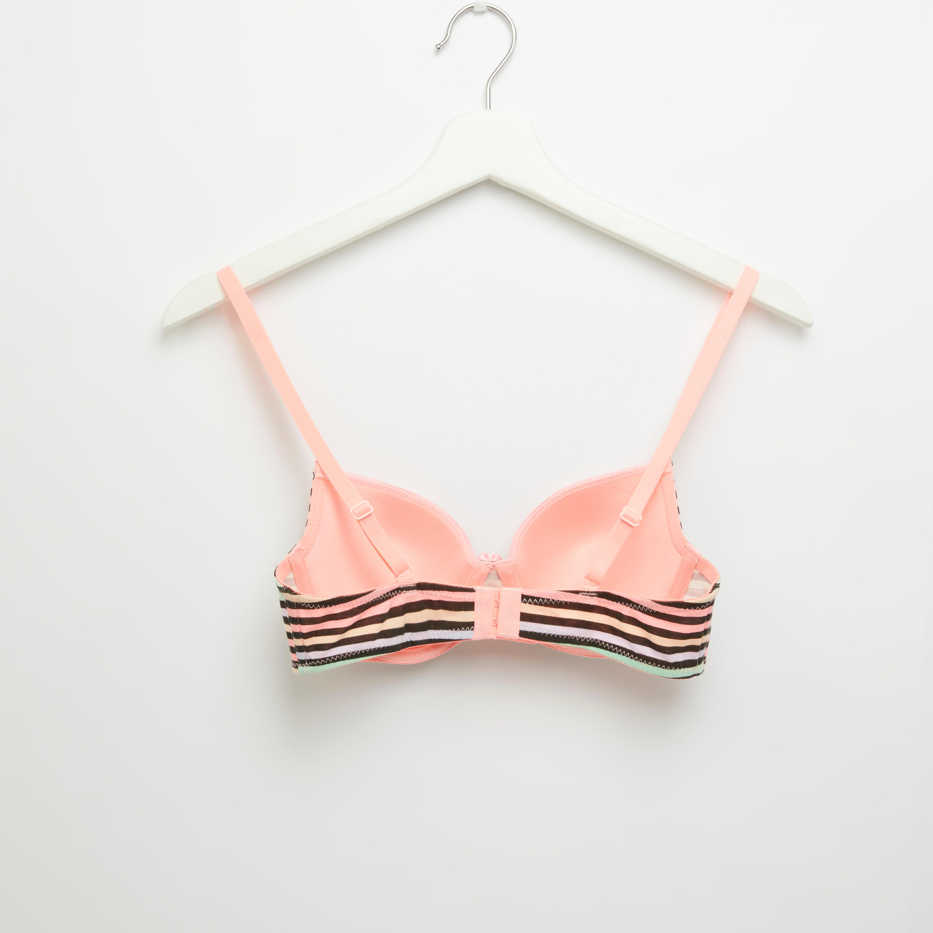 صدرية تيشيرت مبطنة مقلّمة بخطّافة إغلاق-women-clothing-lingerie-bras-image-2