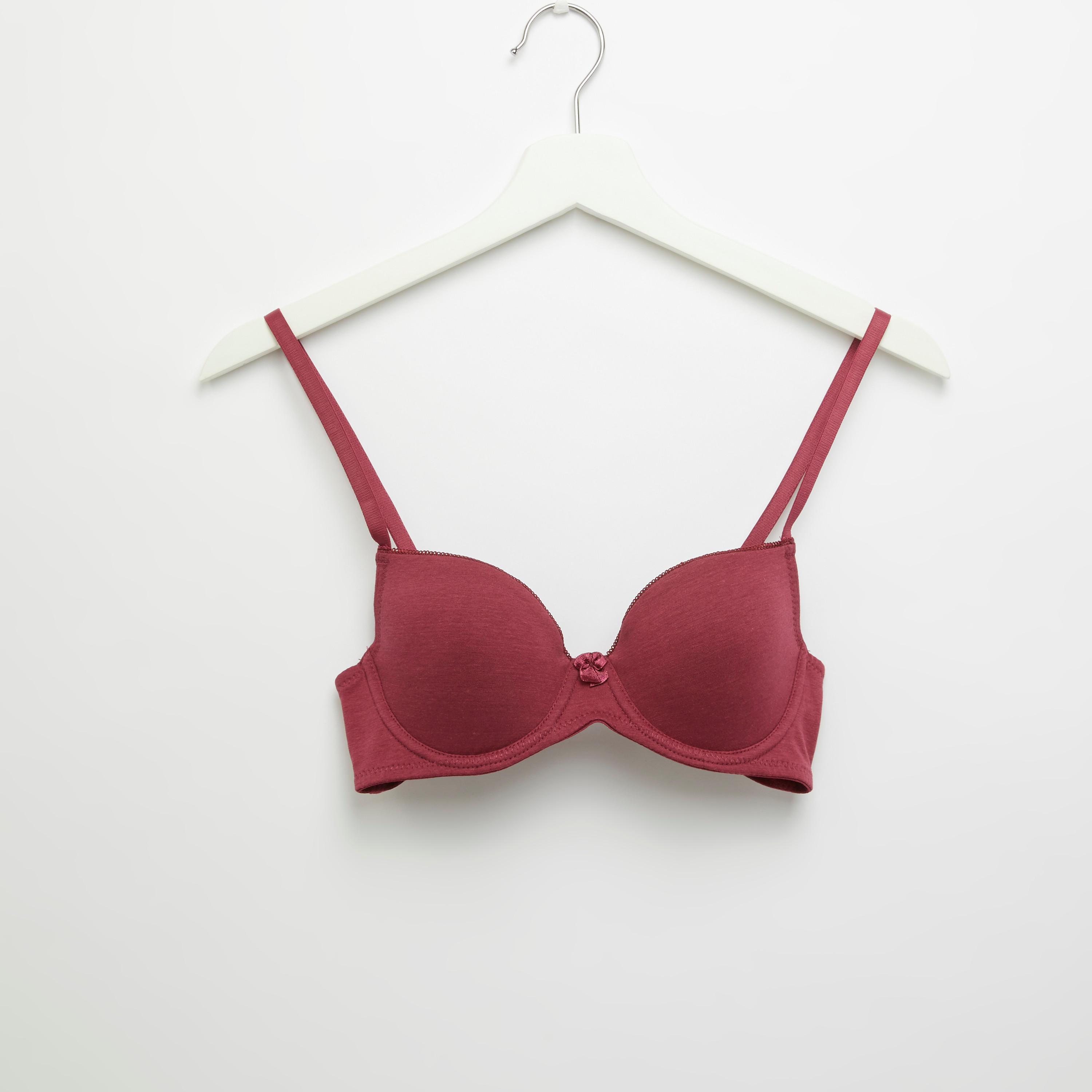 Plain Padded T-shirt Bra with Hook and Eye Closure-women-clothing-lingerie-bras-image-1