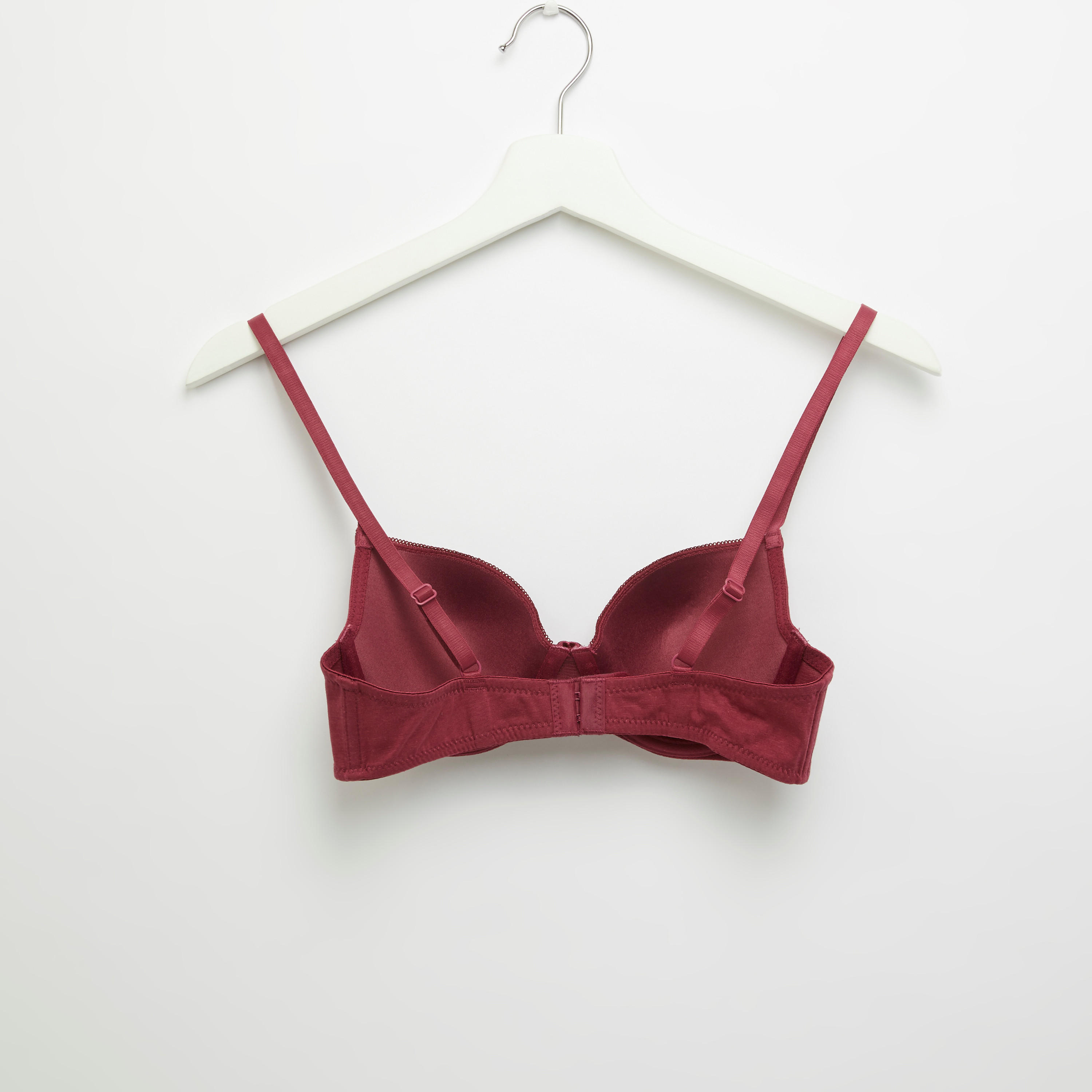 Plain Padded T-shirt Bra with Hook and Eye Closure-women-clothing-lingerie-bras-image-2