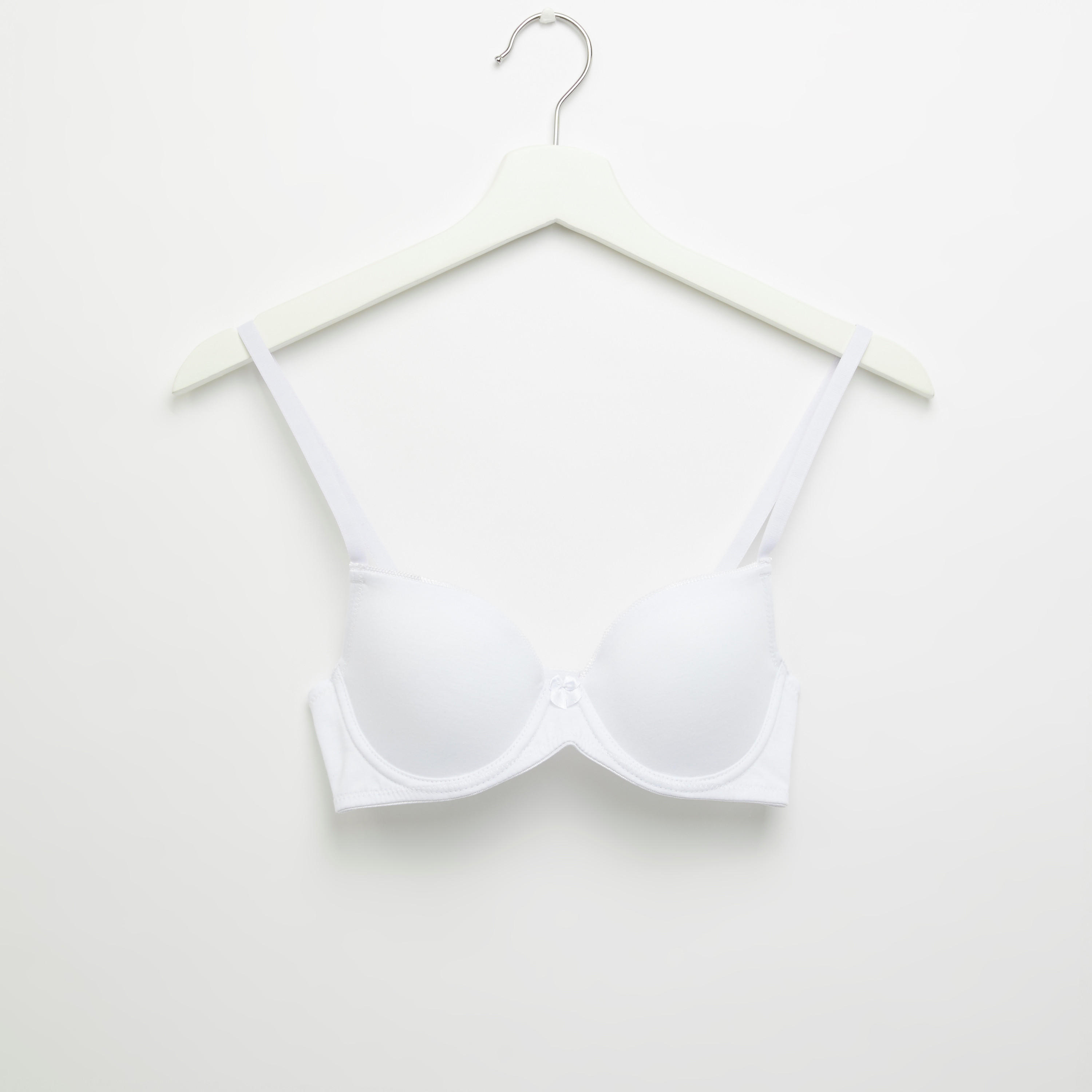 Plain Padded Plunge Bra with Hook and Eye Closure-women-clothing-lingerie-bras-image-1