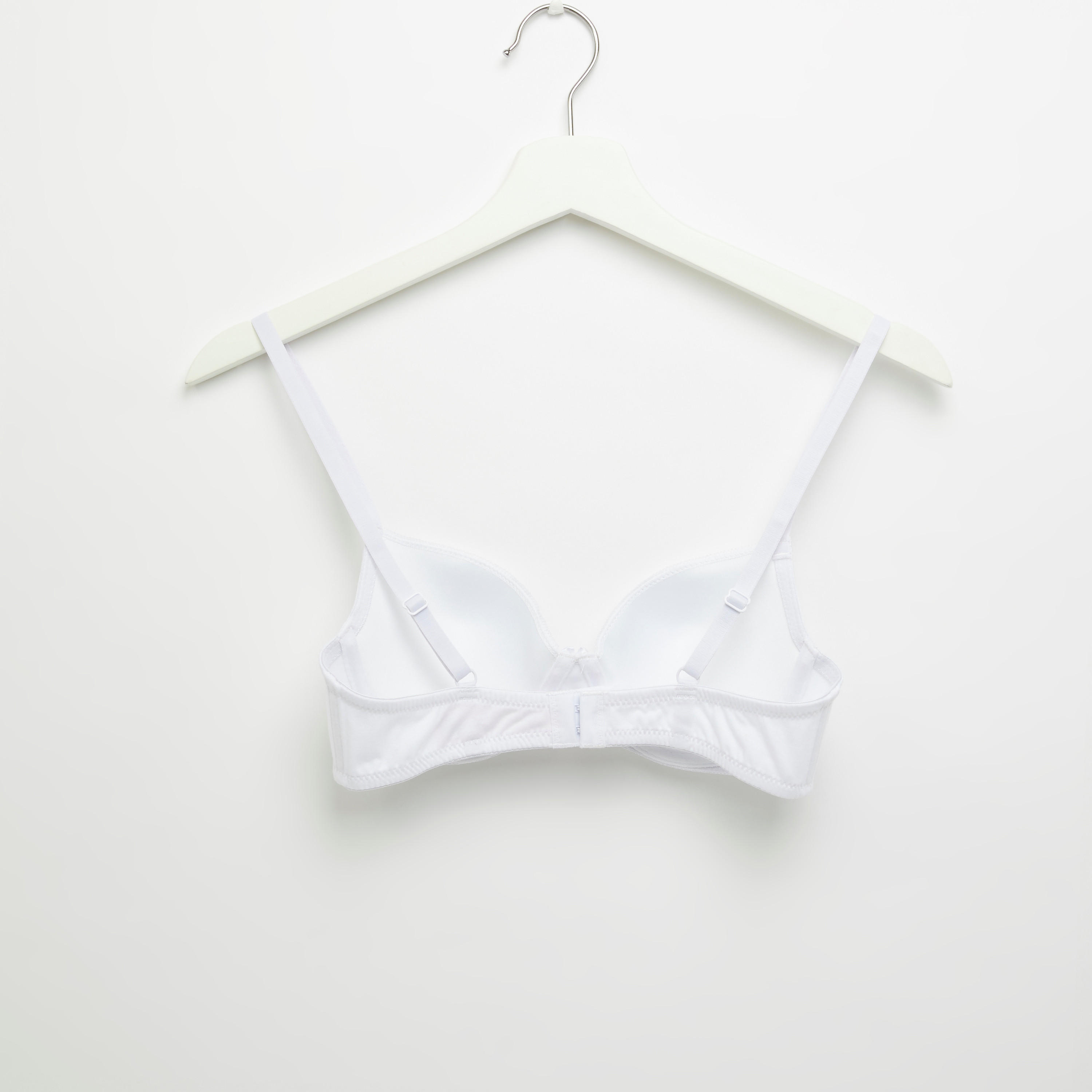 Plain Padded Plunge Bra with Hook and Eye Closure-women-clothing-lingerie-bras-image-2