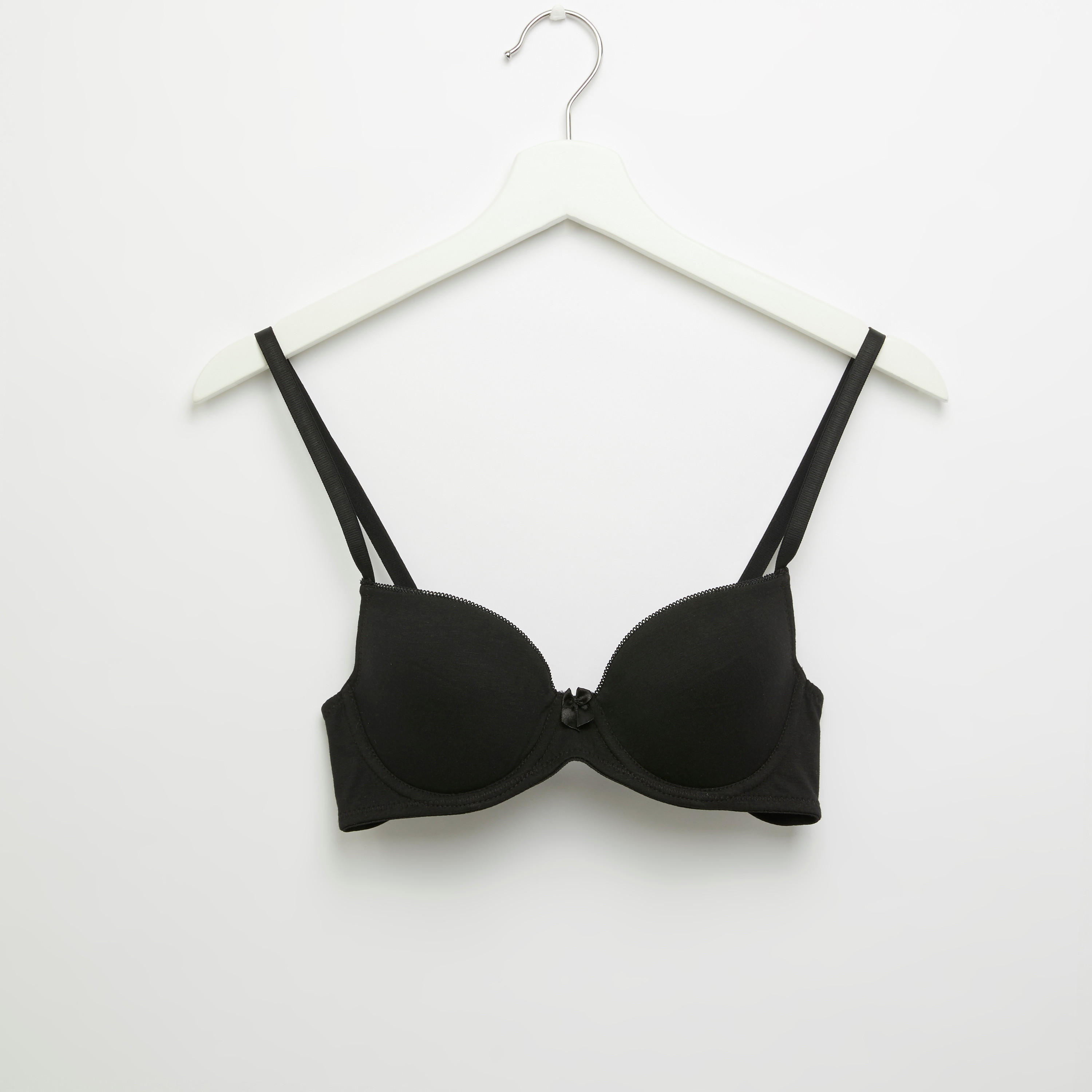 Plain Padded T-shirt Bra with Hook and Eye Closure-women-clothing-lingerie-bras-image-1