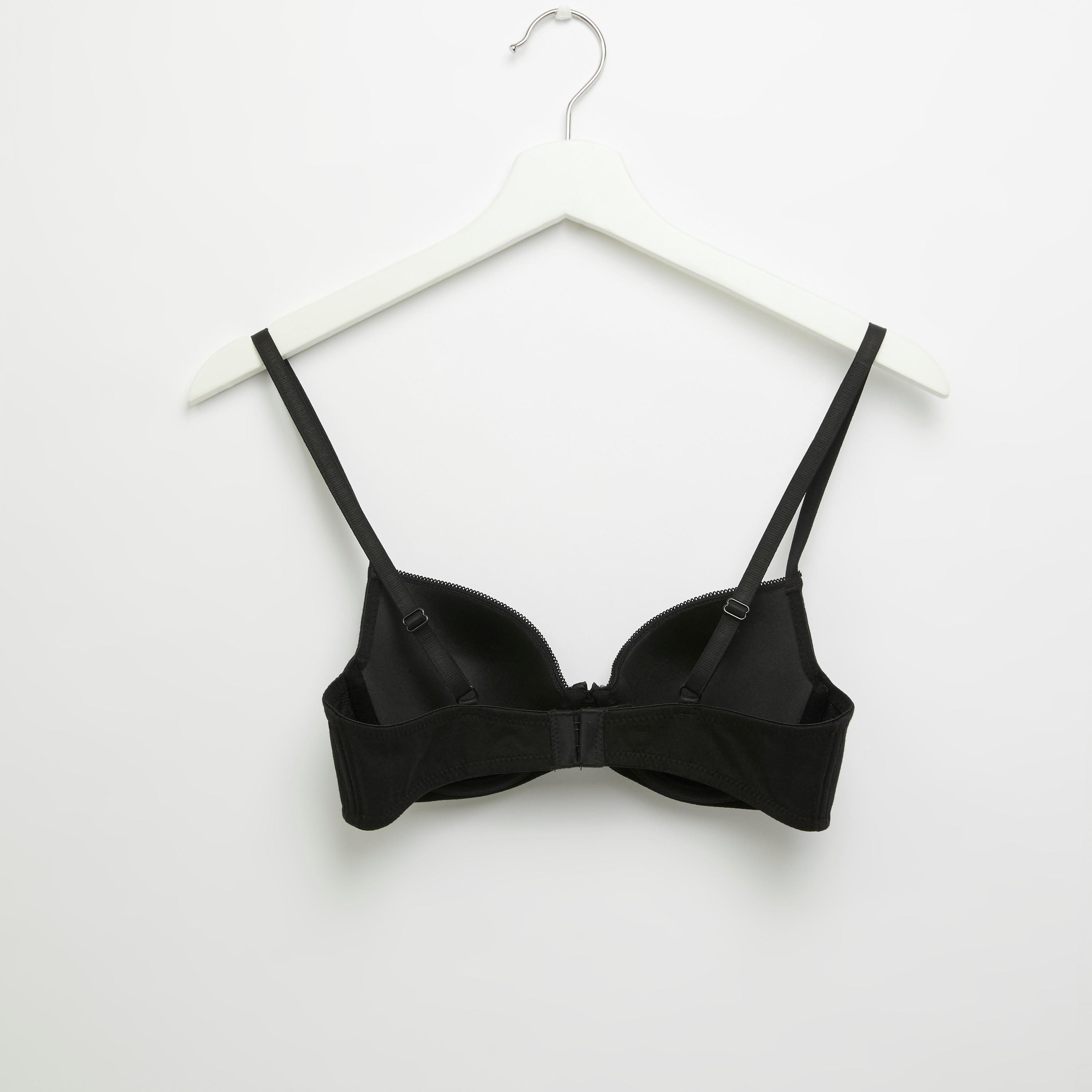 Plain Padded T-shirt Bra with Hook and Eye Closure-women-clothing-lingerie-bras-image-2