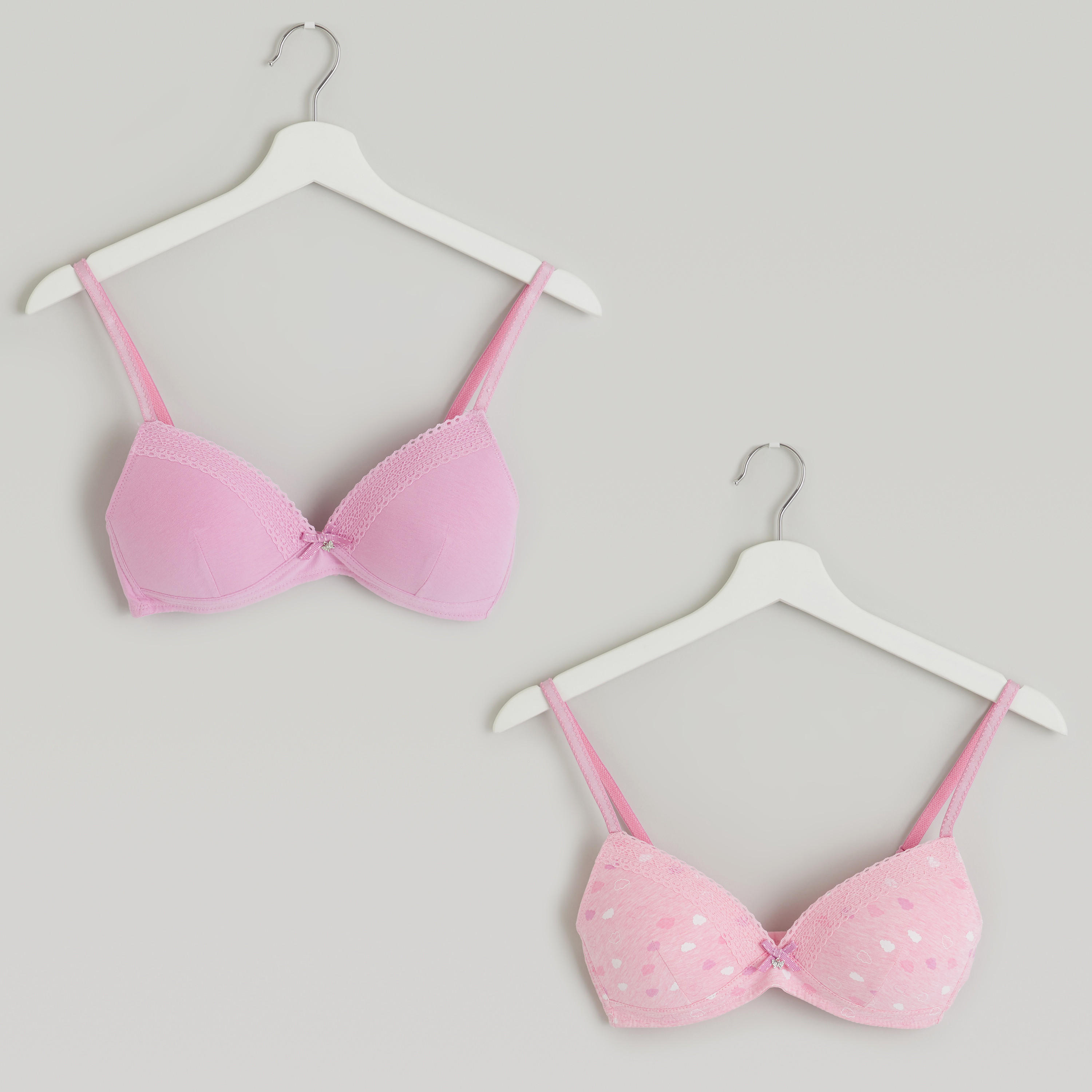 صدريّة تيشيرت مبطّنة بمشبك إغلاق ناعم - طقم من قطعتين-women-clothing-lingerie-bras-image-1