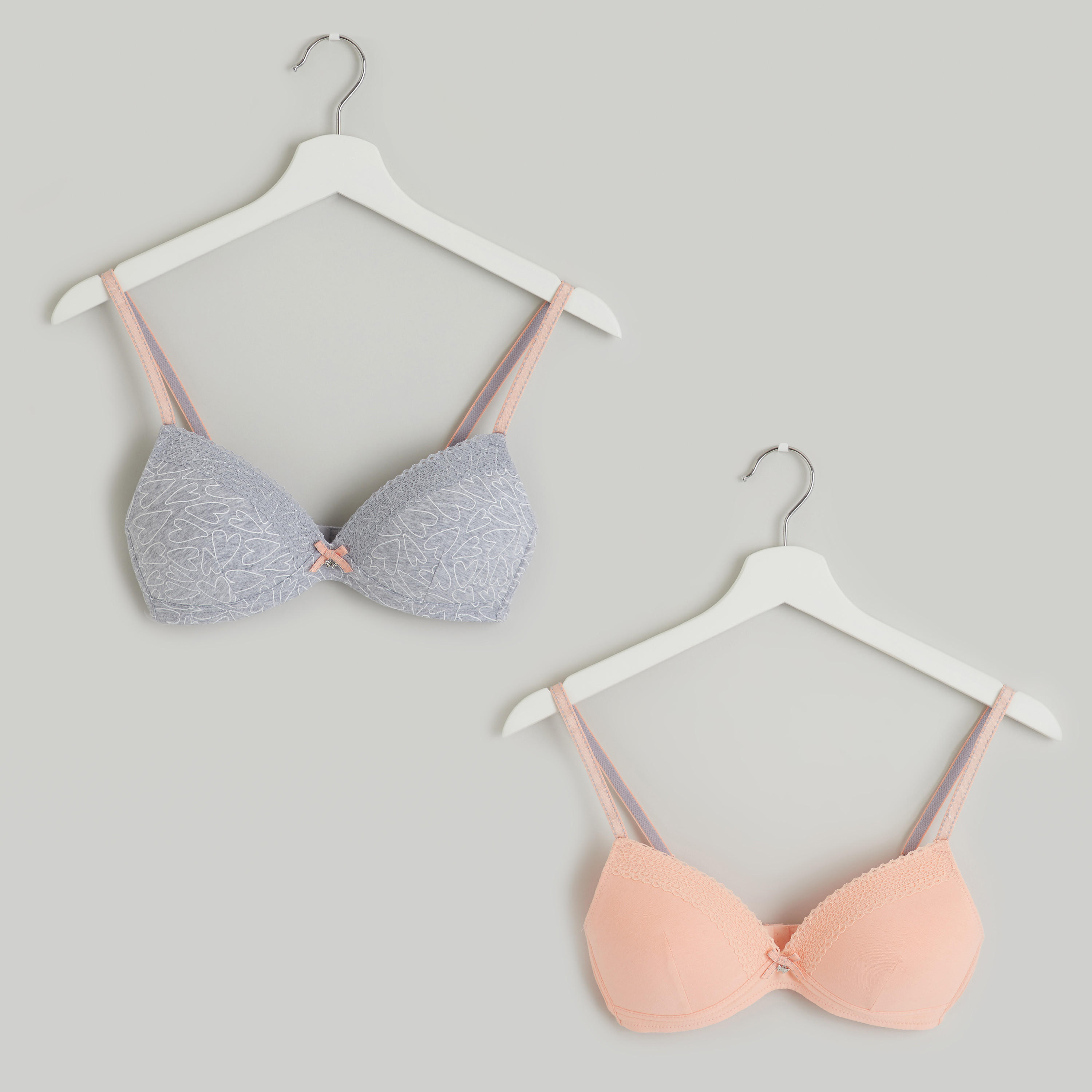 صدريّة تيشيرت مبطّنة بمشبك إغلاق ناعم - طقم من قطعتين-women-clothing-lingerie-bras-image-1