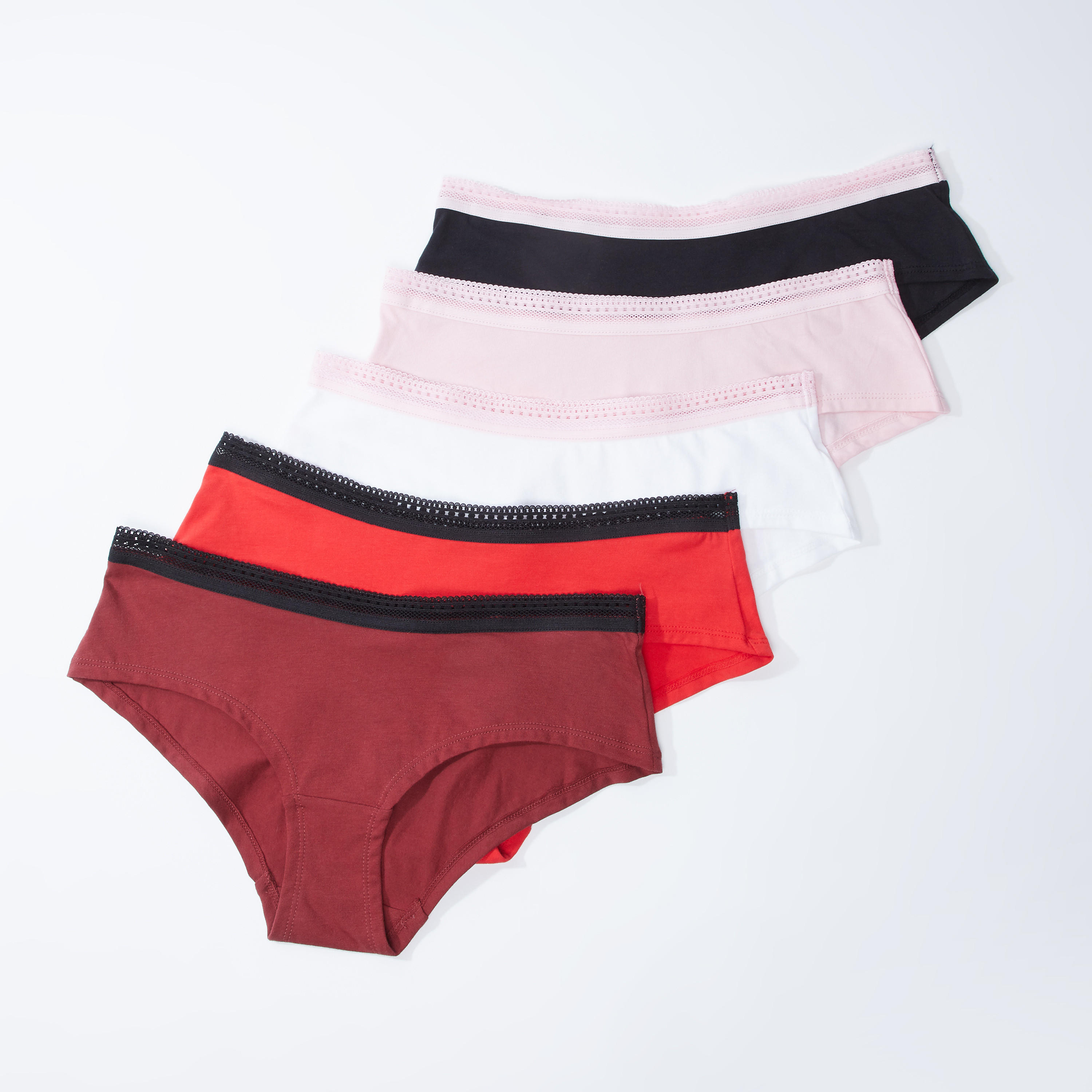 سراويل داخلية بخصر مطّاطي واسع بألوان متنوعة - طقم من  5 قطع-women-clothing-lingerie-panties-image-1