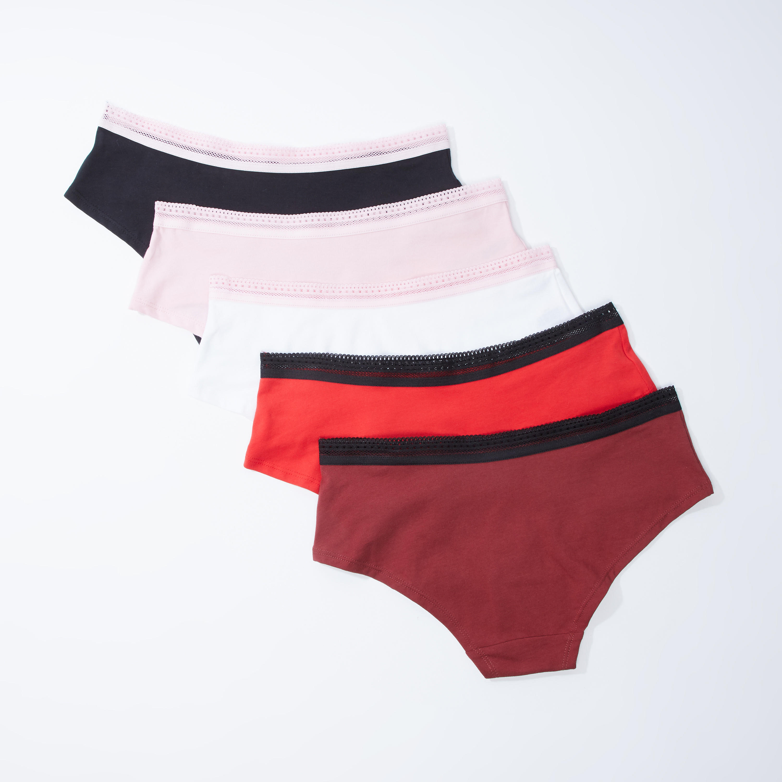 سراويل داخلية بخصر مطّاطي واسع بألوان متنوعة - طقم من  5 قطع-women-clothing-lingerie-panties-image-2