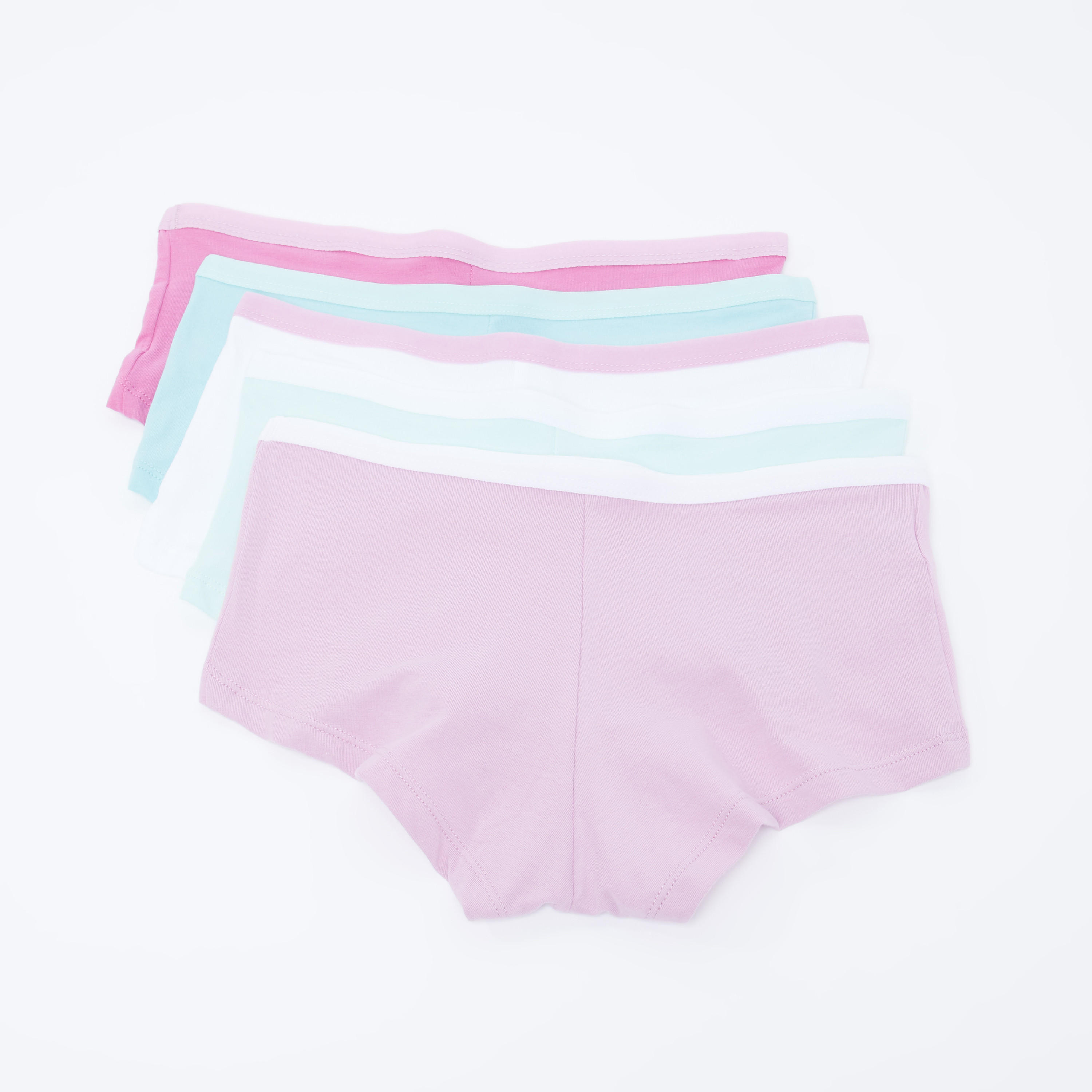 سراويل داخلية بوي شورت سادة بخصر مطّاطي - طقم من 5 قطع-women-clothing-lingerie-panties-image-2