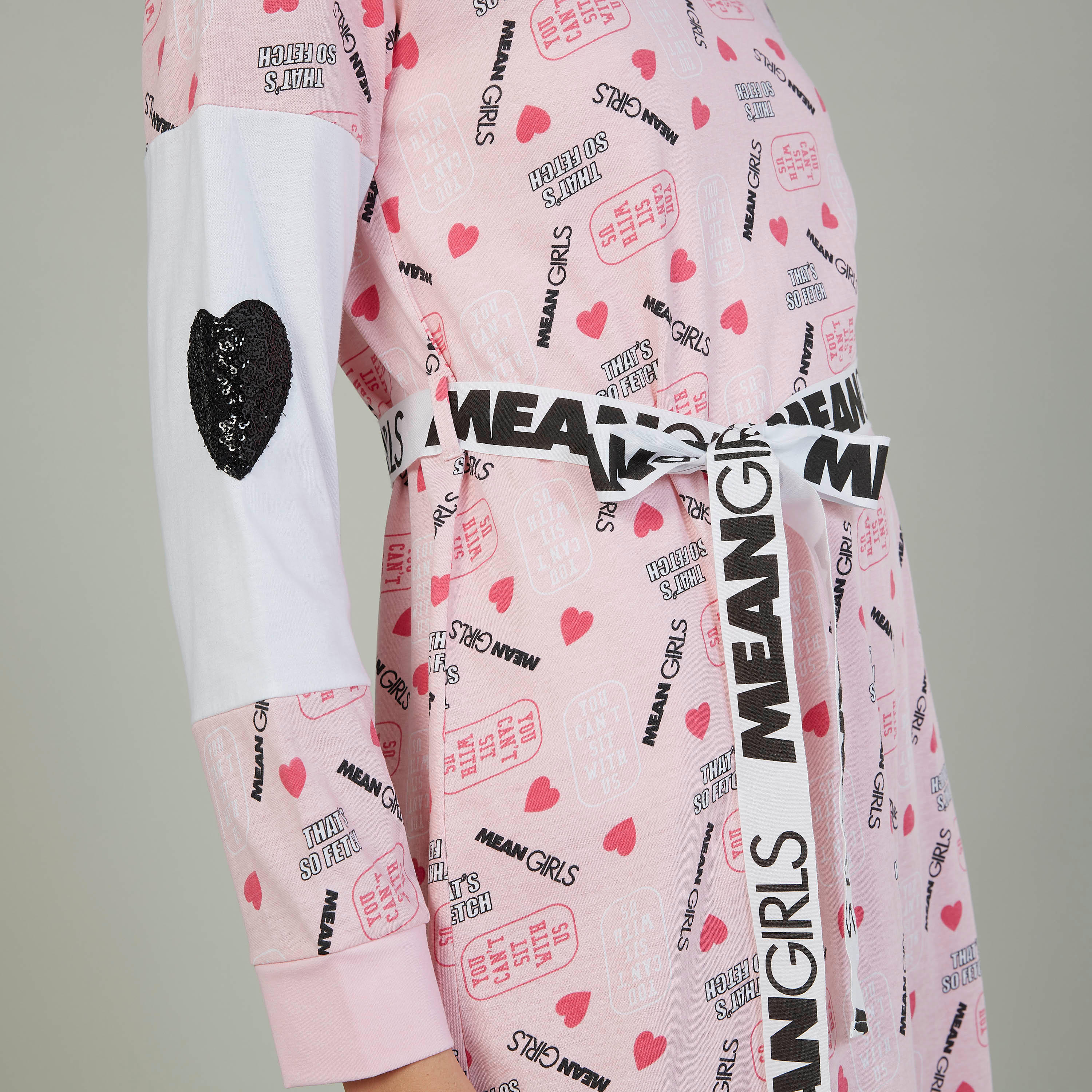 قميص نوم مستدام بأكمام طويلة وأربطة وطبعات -women-clothing-nightwear-nighties-image-3