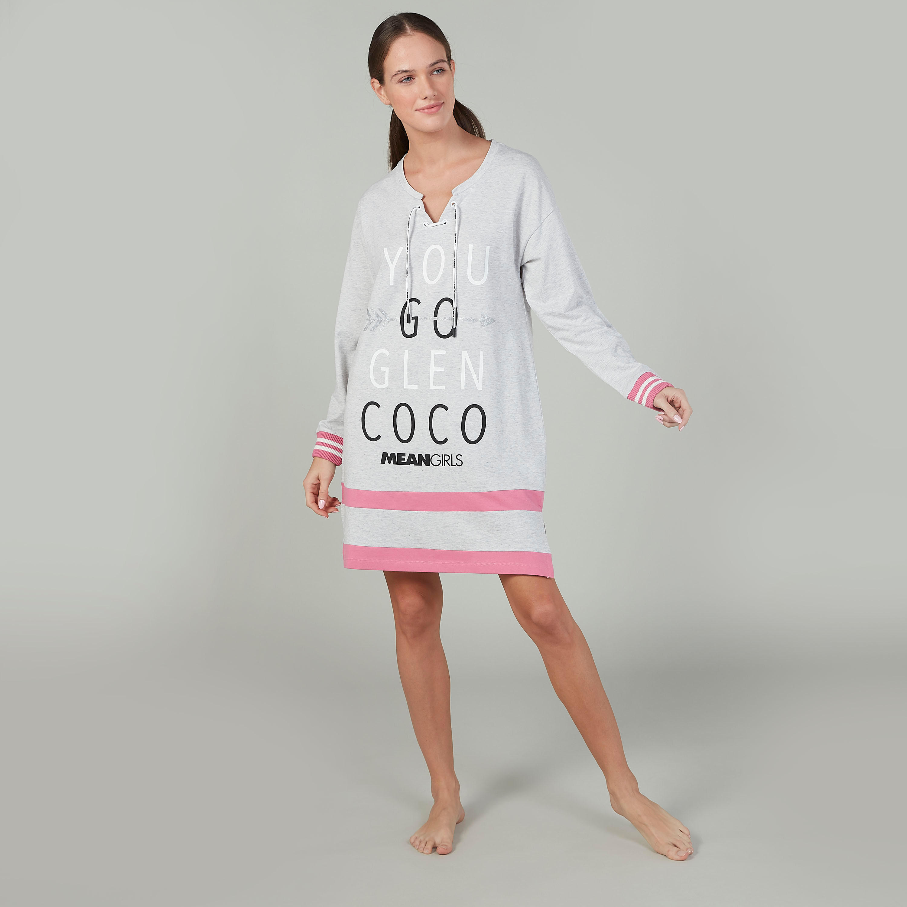 قميص نوم مستدام بأكمام طويلة وأربطة وطبعات-women-clothing-nightwear-nighties-image-1