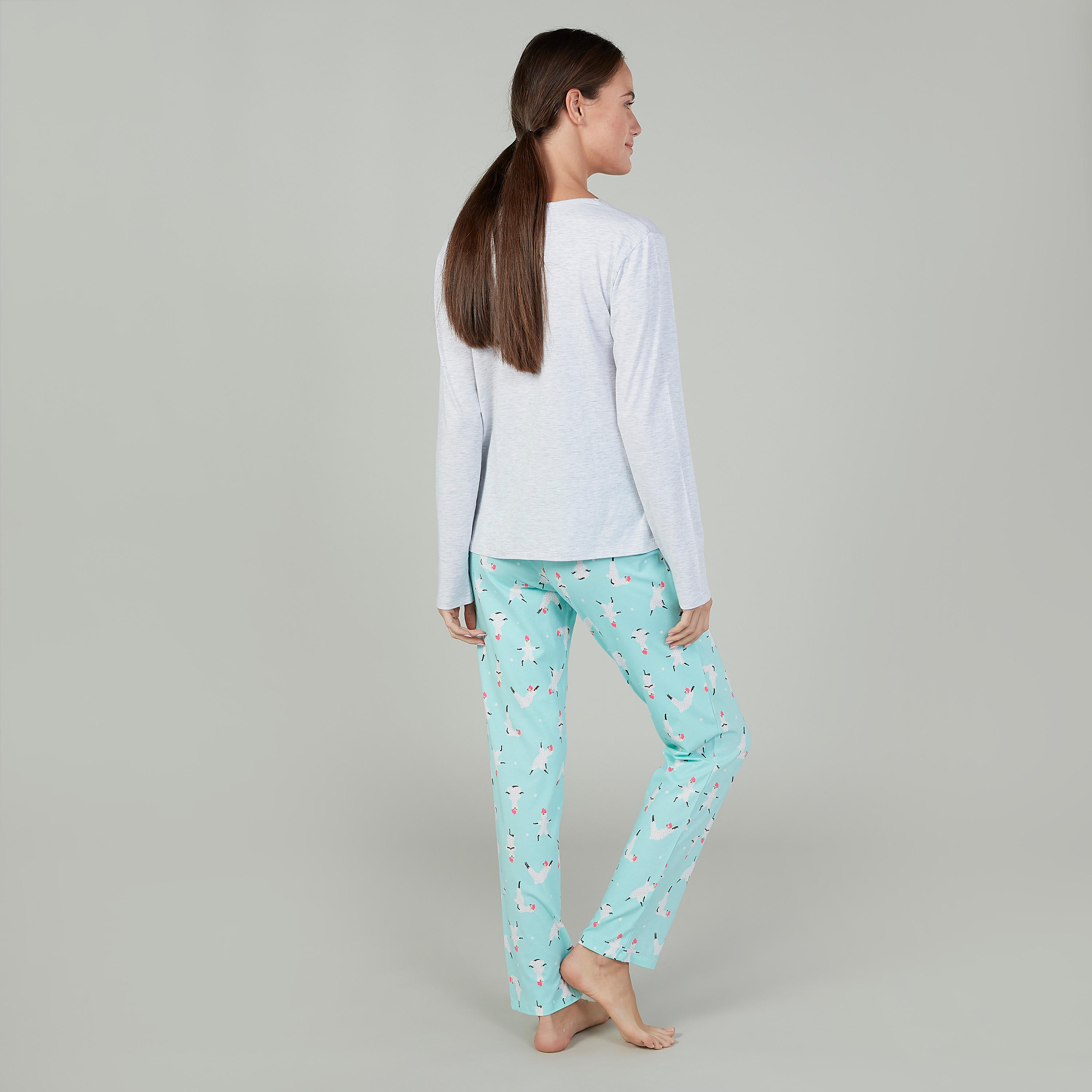 طقم تيشيرت بأكمام طويلة وطبعات وبنطلون بيجاما طويل-women-clothing-nightwear-pyjamas-longsets-image-4