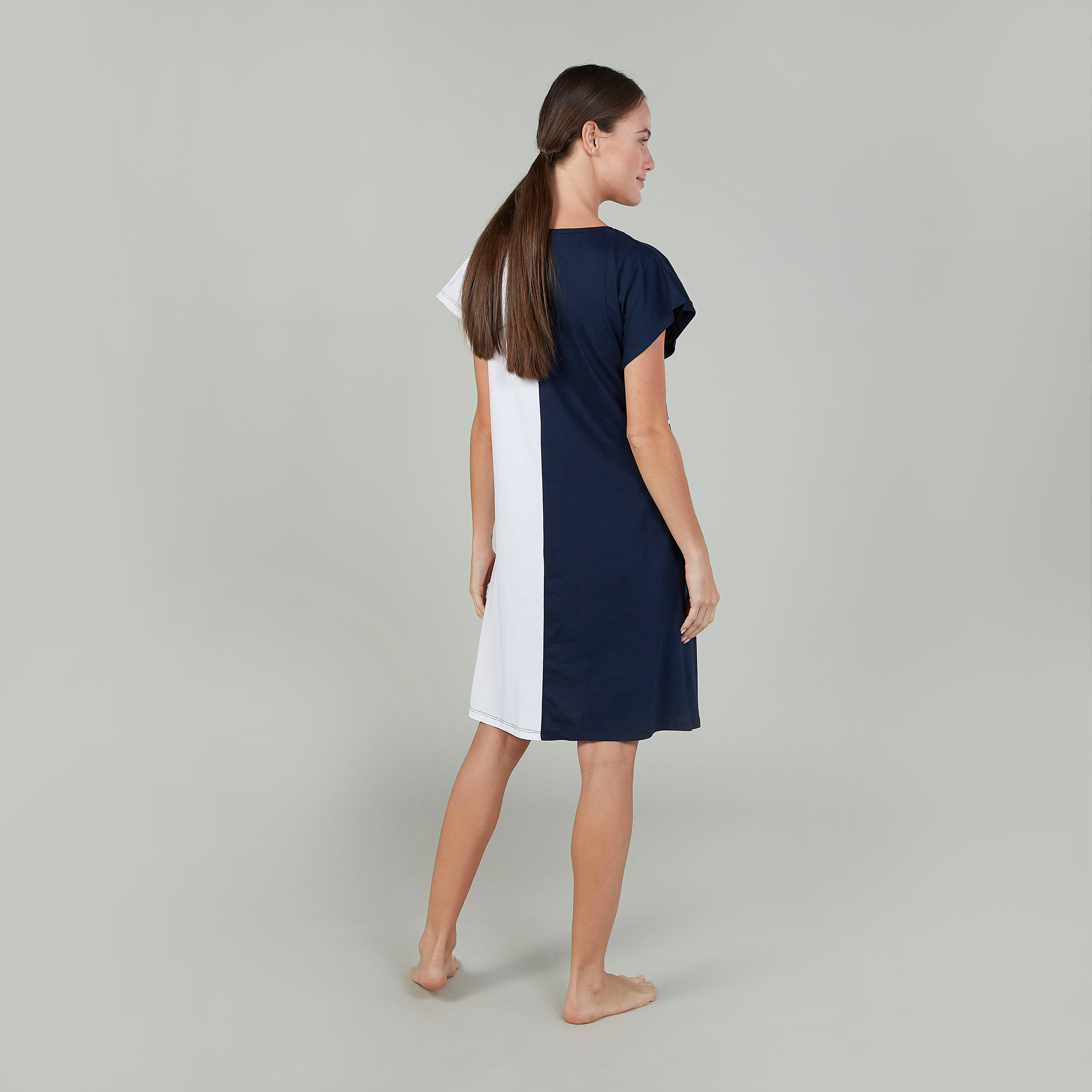 قميص نوم بياقة مستديرة وأكمام متصلة وطبعات - طقم من قطعتين-women-clothing-nightwear-nighties-image-5