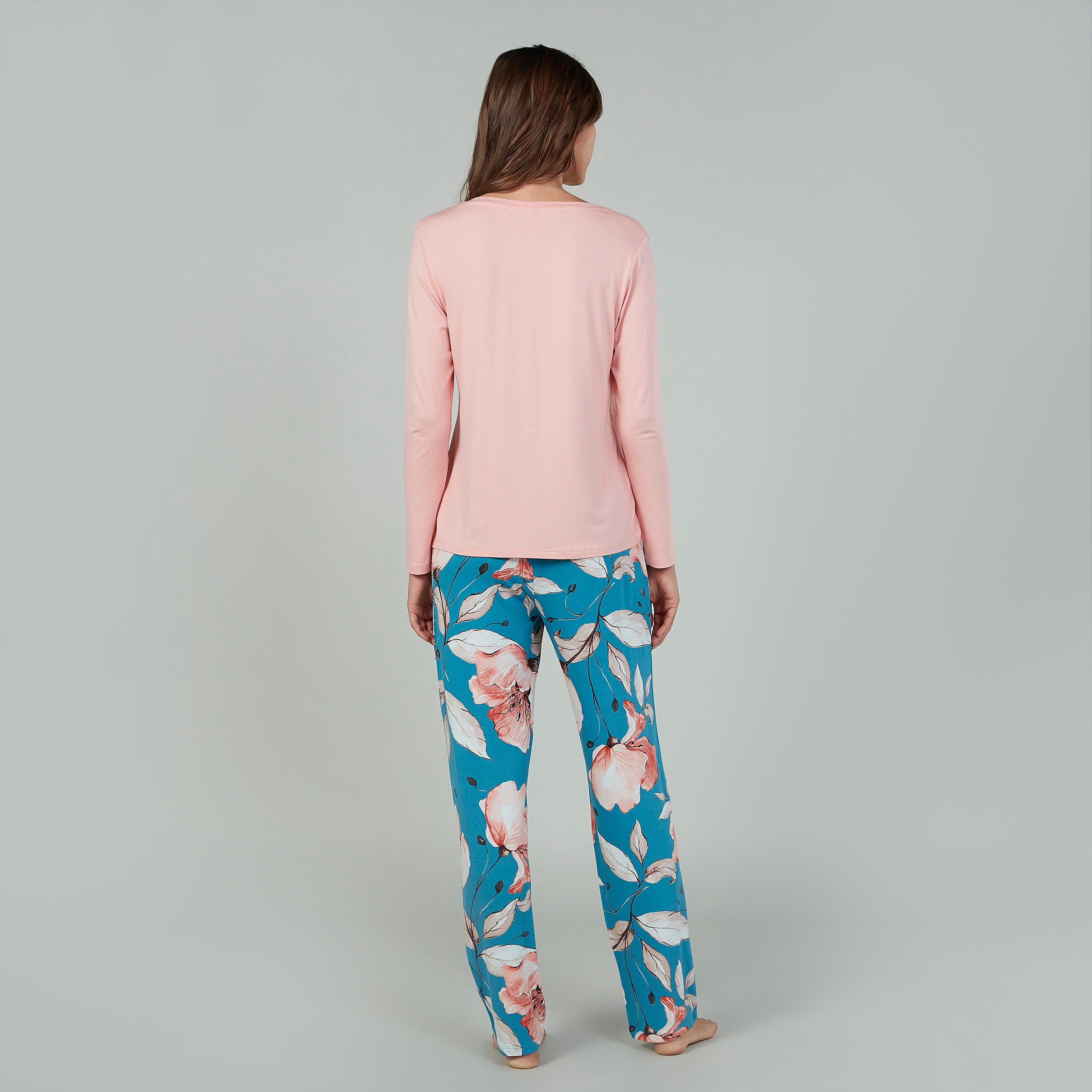 Printed Round Neck T-shirt and Full Length Pyjama Set-women-clothing-nightwear-pyjamas-longsets-image-4
