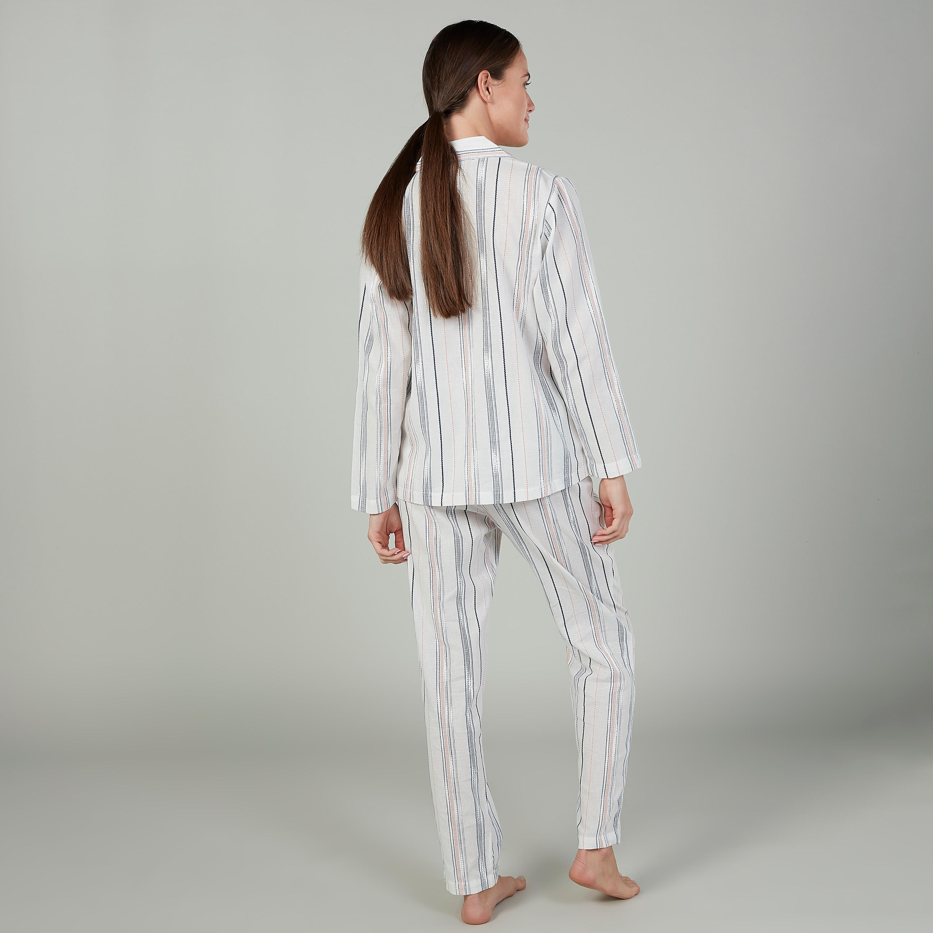 طقم بنطلون بيجاما طويل وقميص مقلم بأكمام طويلة-women-clothing-nightwear-pyjamas-longsets-image-1