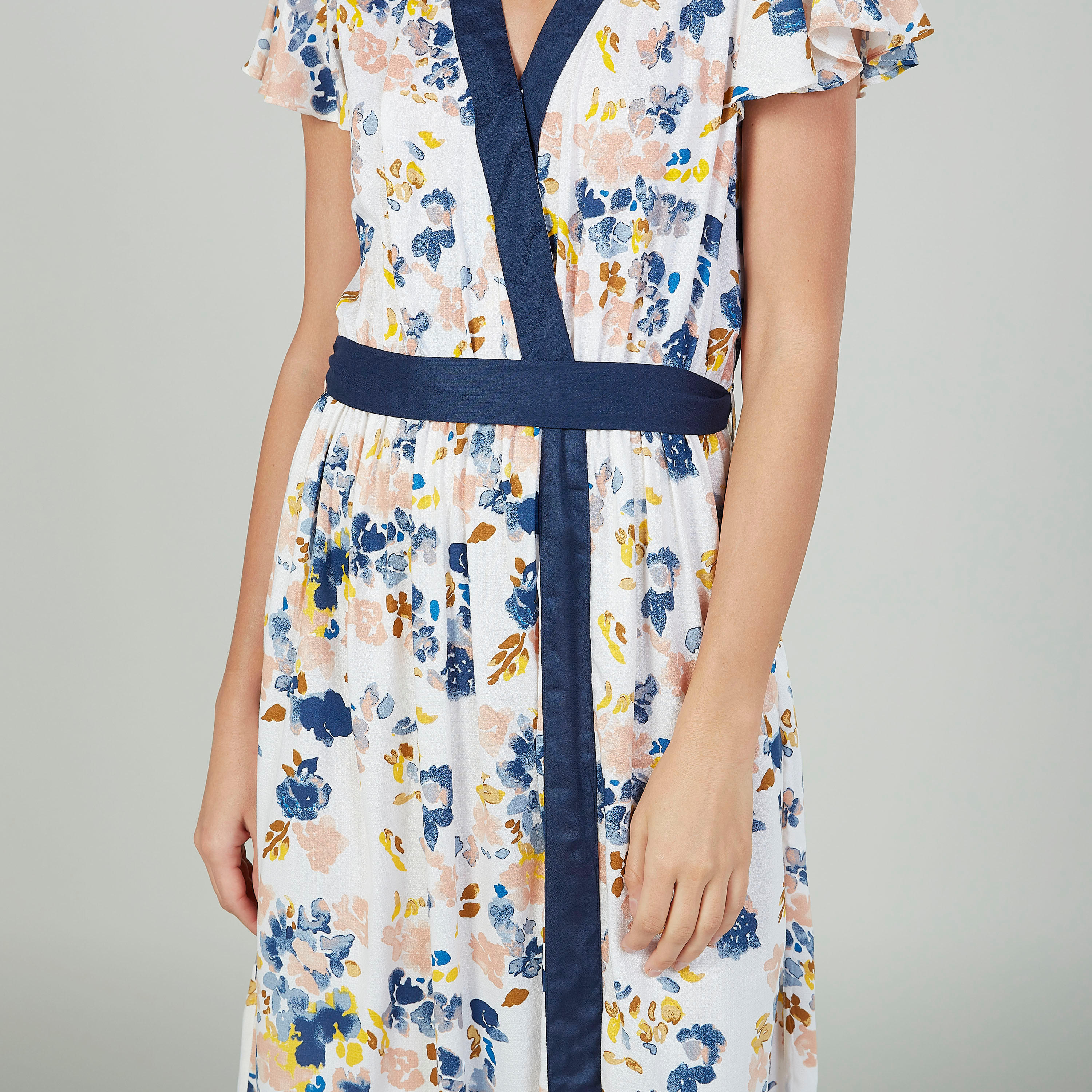Printed Sleep Dress with V-neck and Tie Ups-women-clothing-nightwear-nighties-image-3