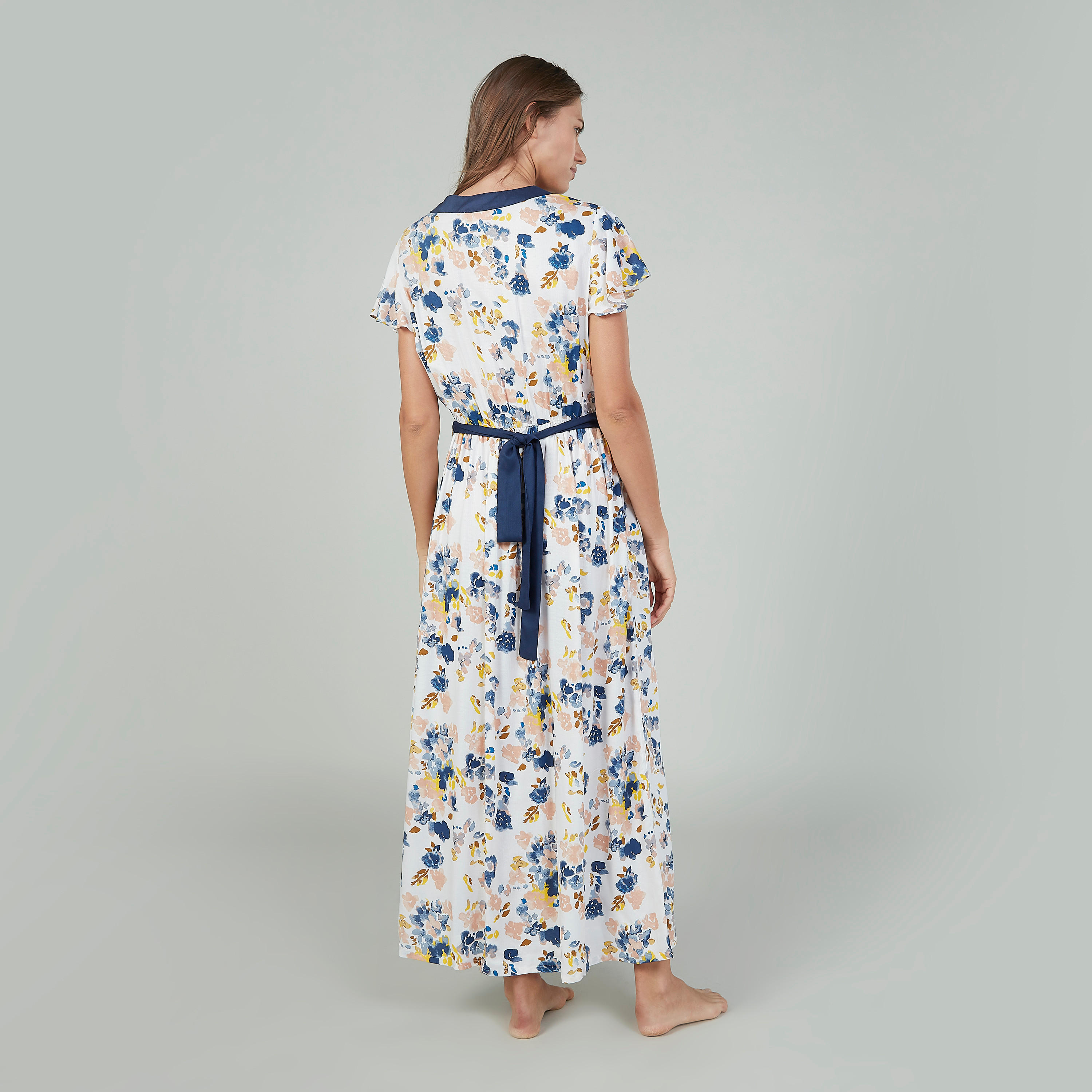 Printed Sleep Dress with V-neck and Tie Ups-women-clothing-nightwear-nighties-image-4