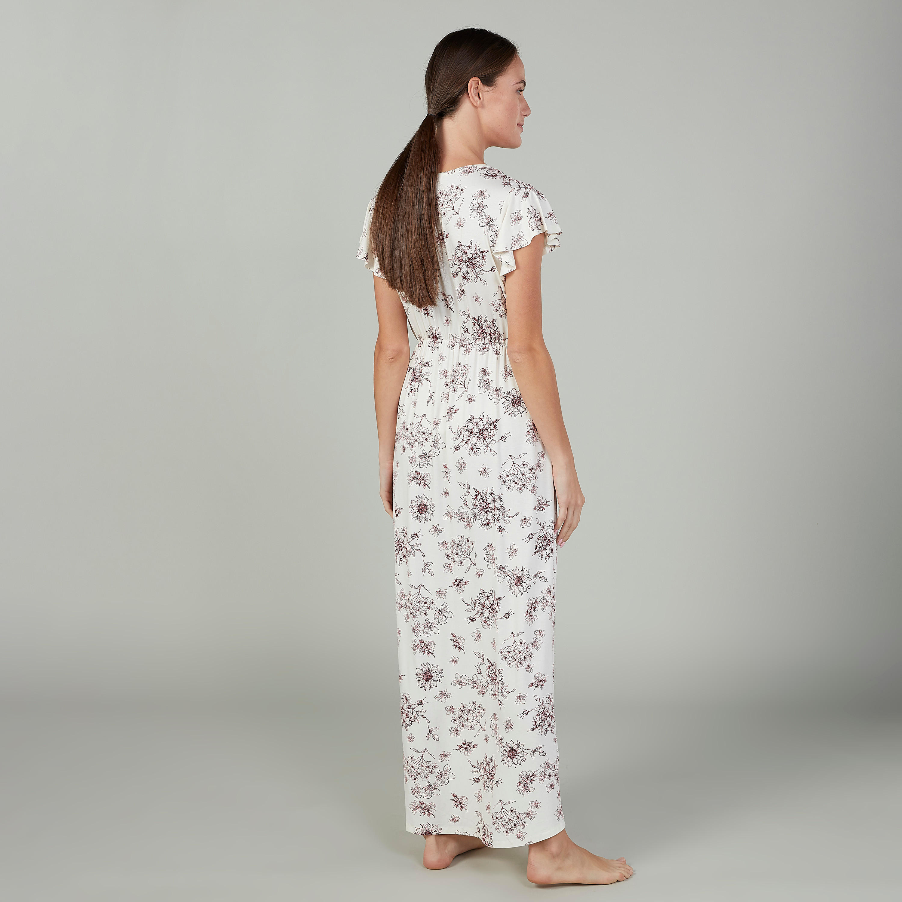 فستان طويل بياقة V وأكمام كاب وطبعات-women-clothing-nightwear-nighties-image-2