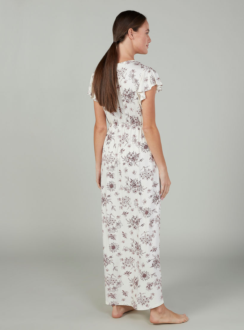 فستان طويل بياقة V وأكمام كاب وطبعات-women-clothing-nightwear-nighties-image-2