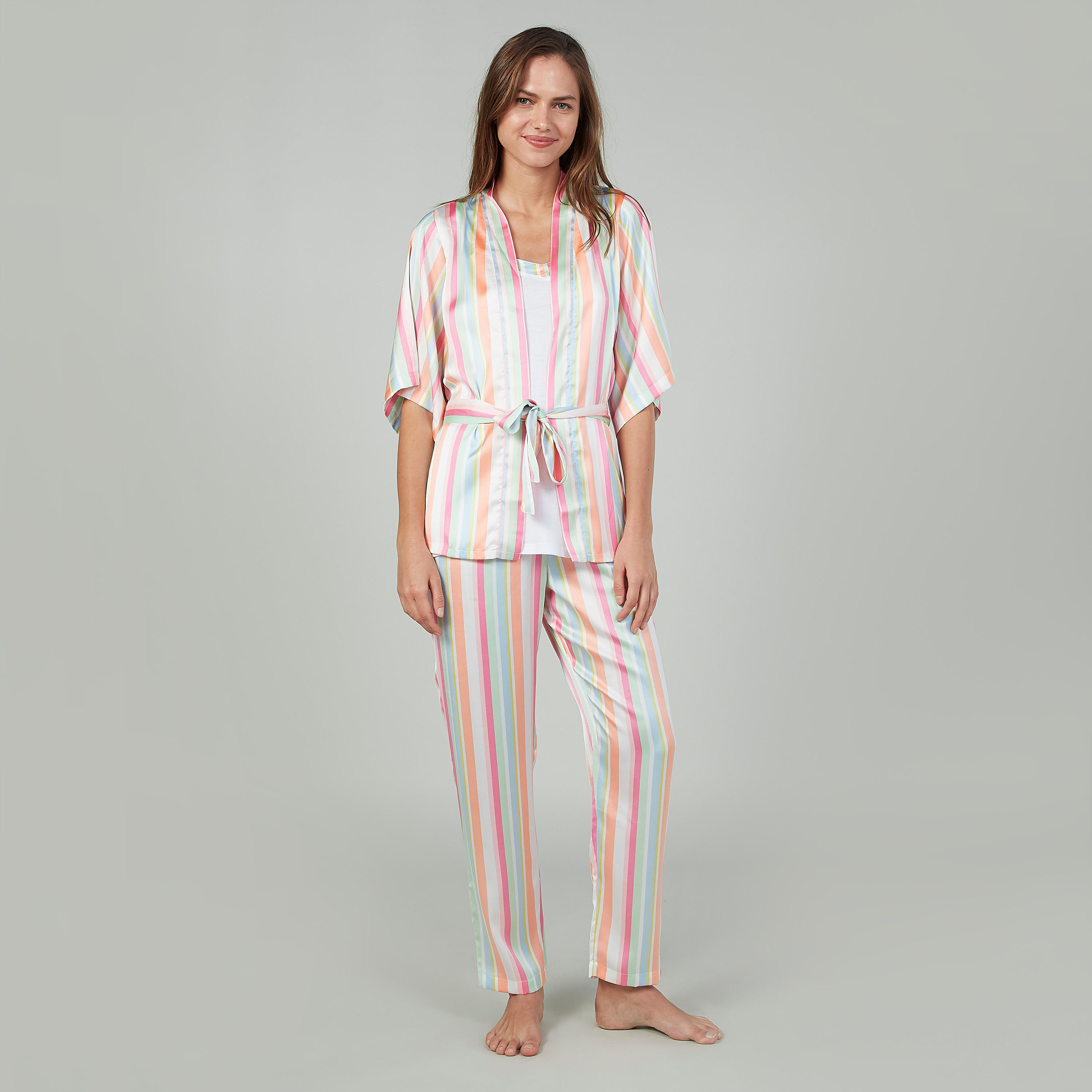 طقم ملابس نوم مخططة من 3 قطع-women-clothing-nightwear-pyjamas-longsets-image-2