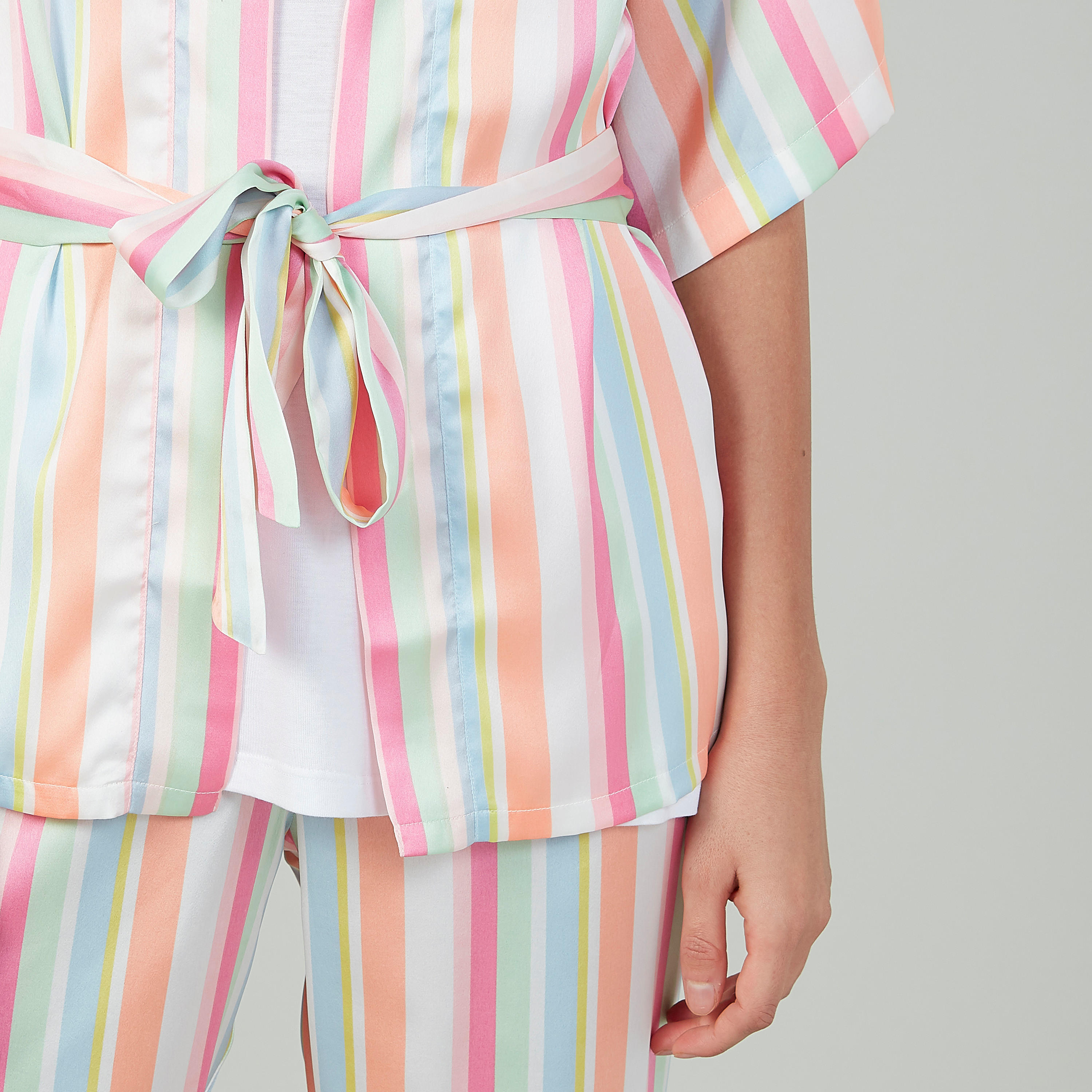 طقم ملابس نوم مخططة من 3 قطع-women-clothing-nightwear-pyjamas-longsets-image-3