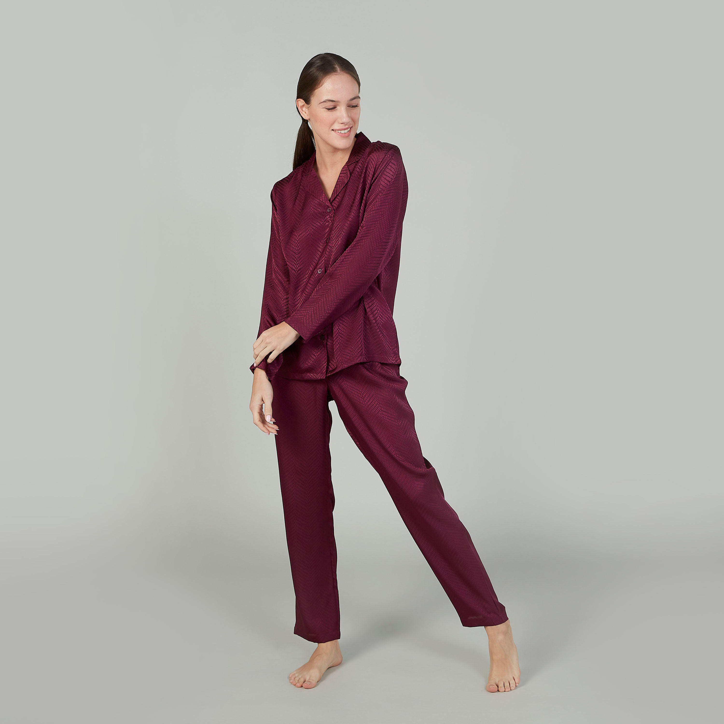 طقم بيجاما سادة مع قناع العين-women-clothing-nightwear-pyjamas-longsets-image-4