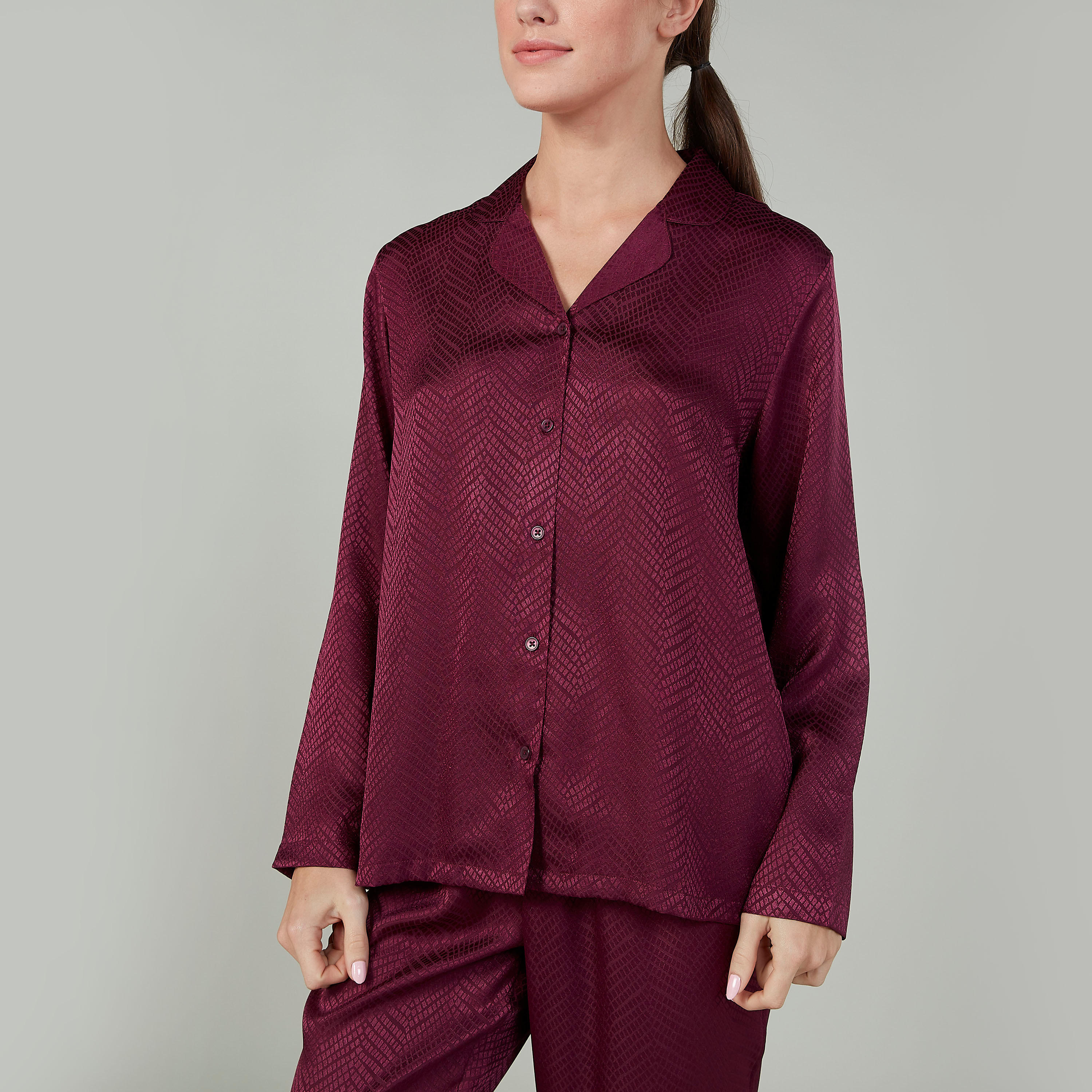 طقم بيجاما سادة مع قناع العين-women-clothing-nightwear-pyjamas-longsets-image-2