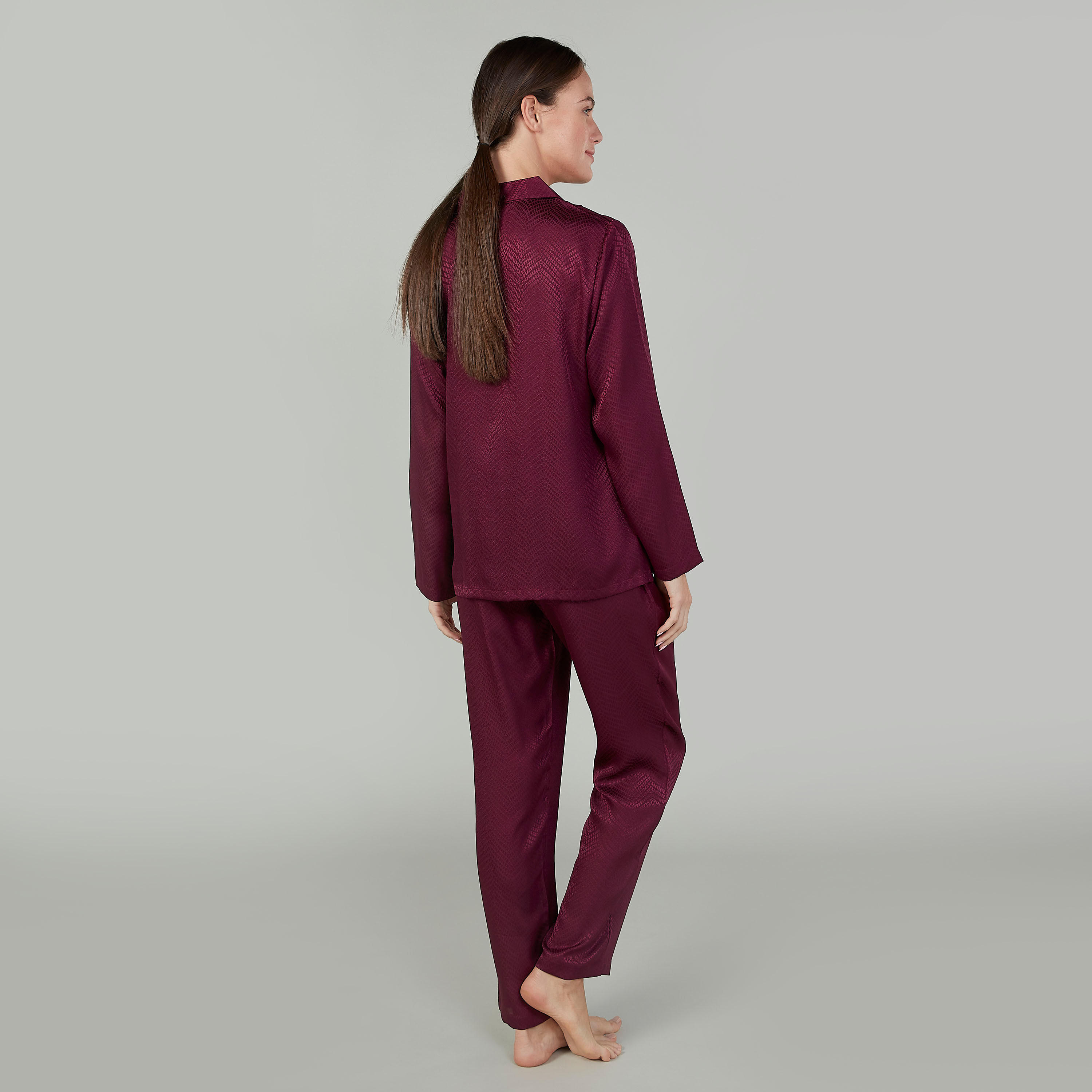 طقم بيجاما سادة مع قناع العين-women-clothing-nightwear-pyjamas-longsets-image-1