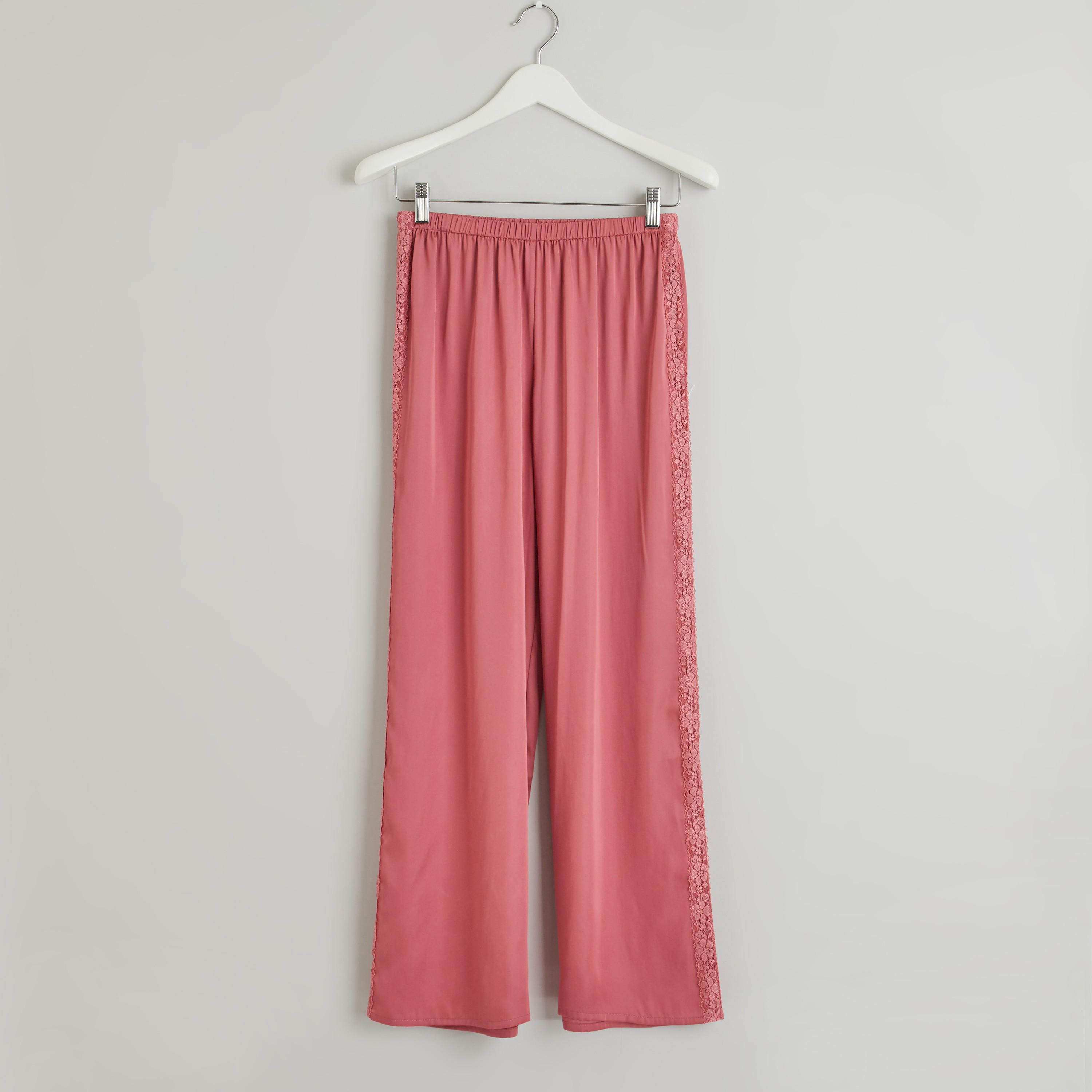 طقم بنطلون بيجاما وبلوزة دون أكمام بياقة V بتفاصيل دانتيل-women-clothing-nightwear-pyjamas-longsets-image-5