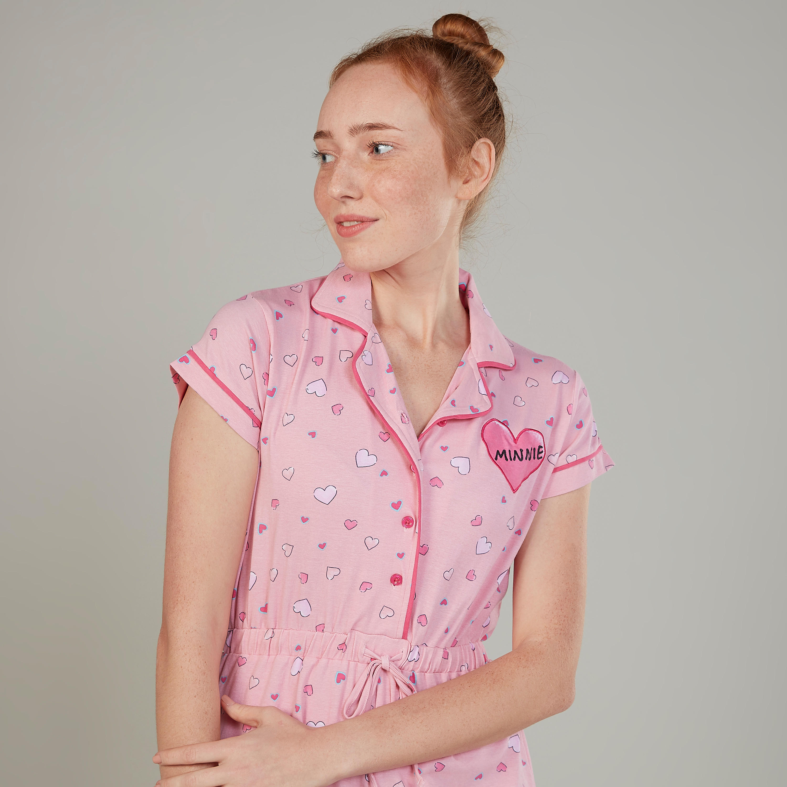 بلاي سوت بأكمام قصيرة وطبعات وأربطة-women-clothing-nightwear-nighties-image-3