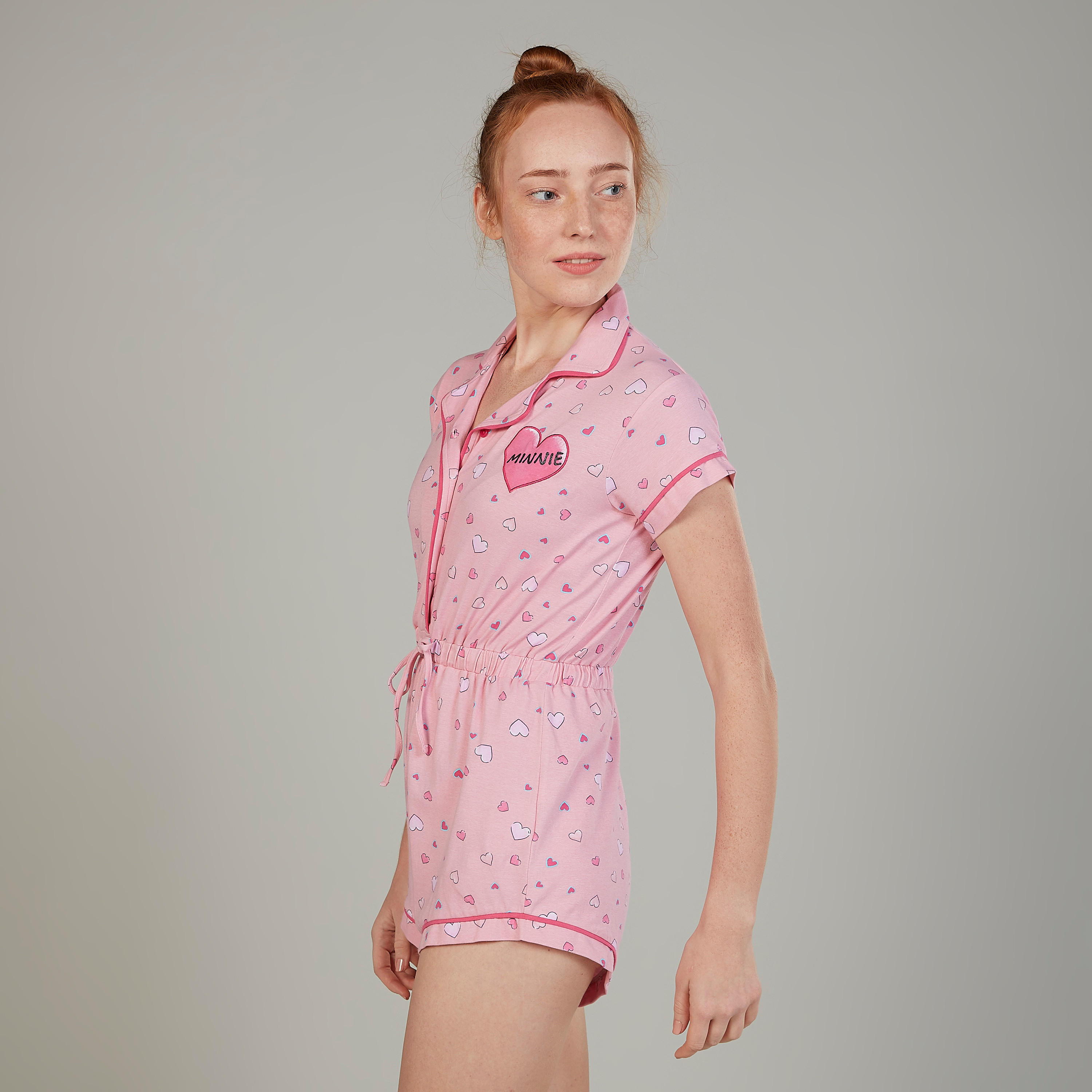 بلاي سوت بأكمام قصيرة وطبعات وأربطة-women-clothing-nightwear-nighties-image-1