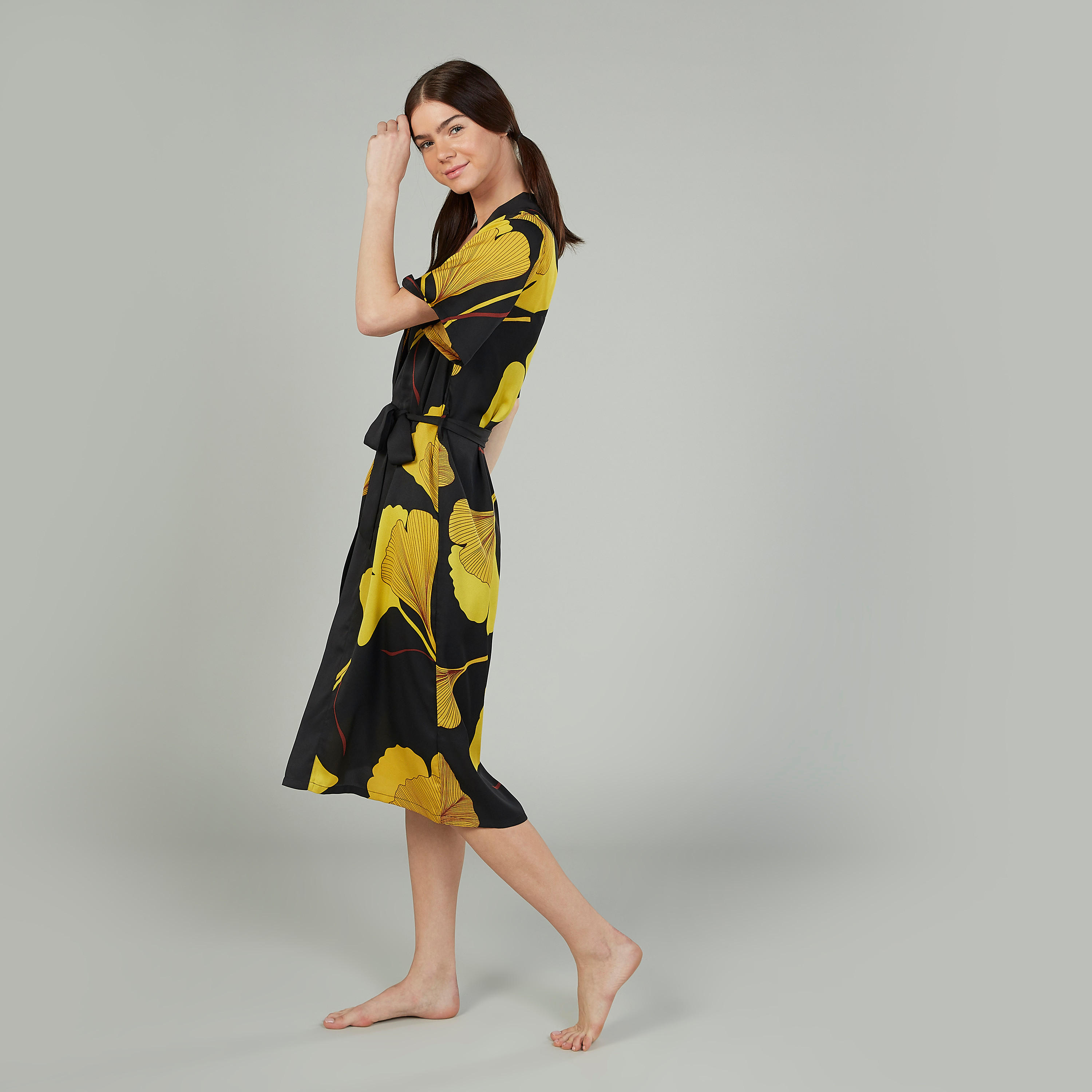 Printed Robe with Short Sleeves and Tie Ups-women-clothing-nightwear-robes-image-5