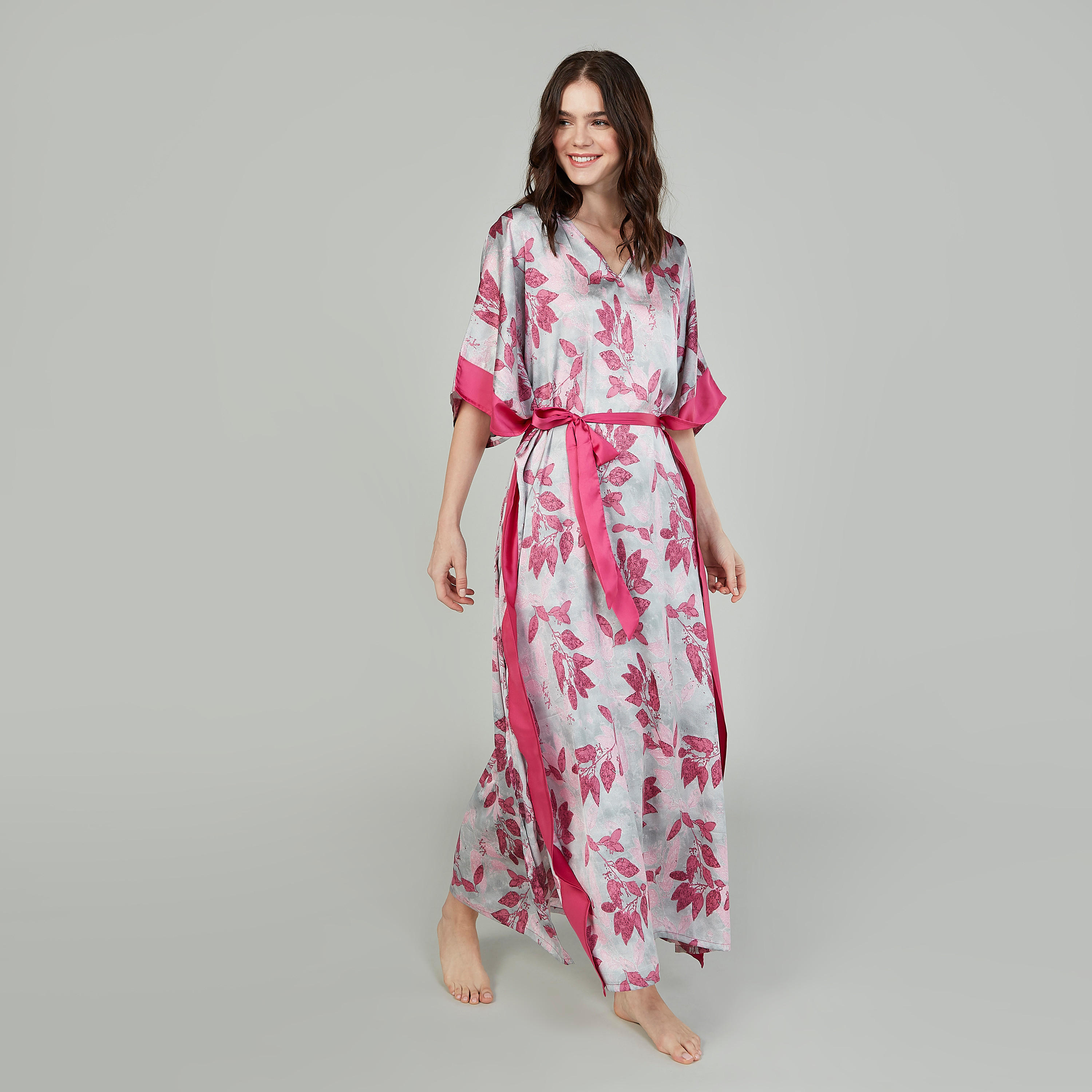 قميص نوم بأكمام متصلة وأربطة وطبعات-women-clothing-nightwear-nighties-image-1