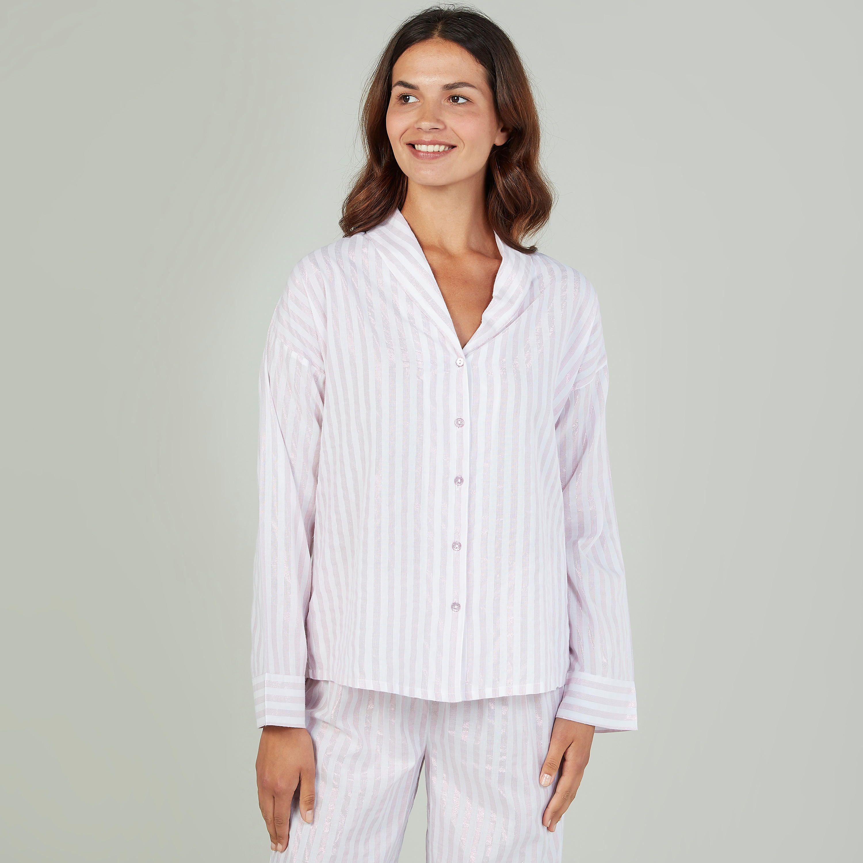 Striped Long Sleeves Shirt and Full Length Pyjama Set-women-clothing-nightwear-pyjamas-longsets-image-3