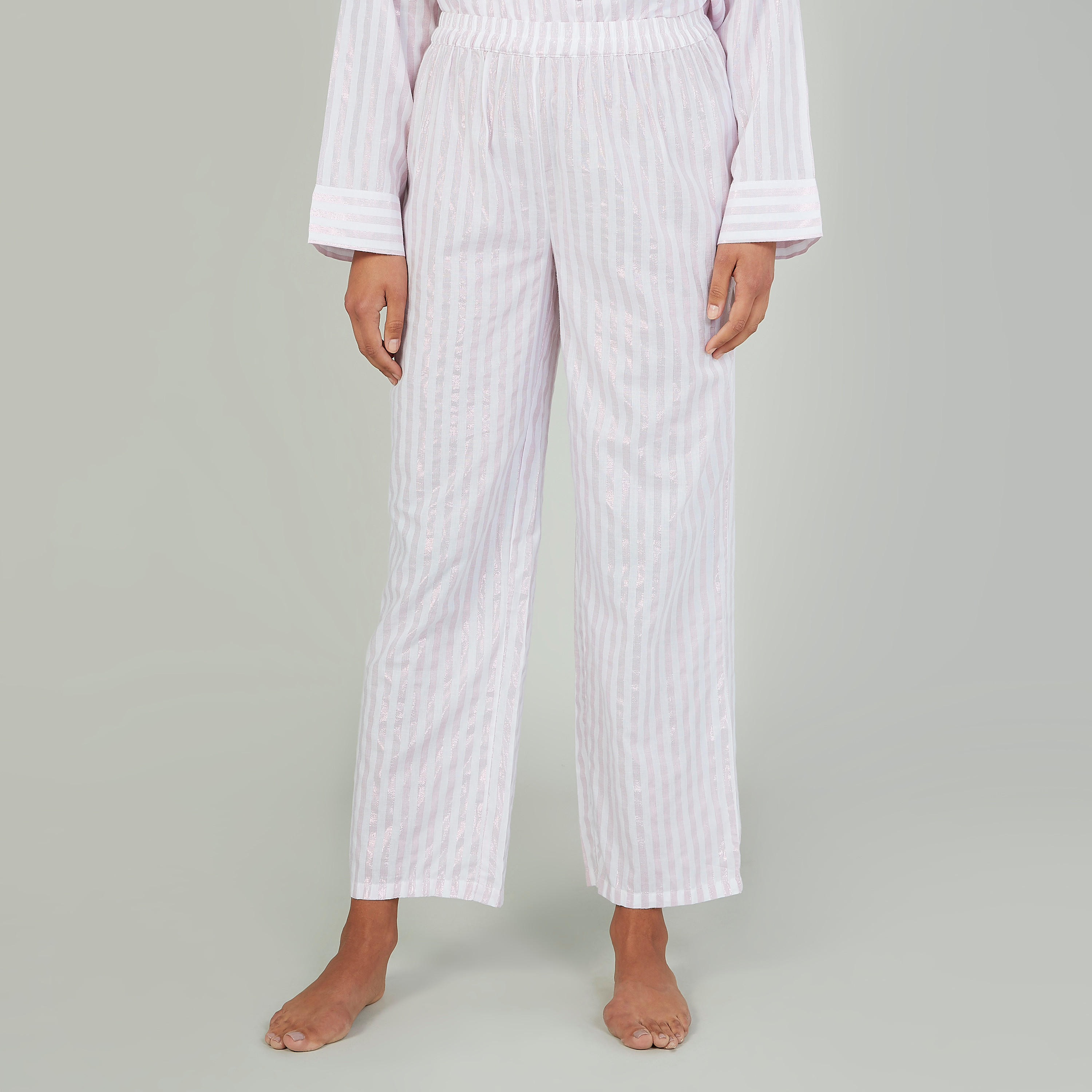 Striped Long Sleeves Shirt and Full Length Pyjama Set-women-clothing-nightwear-pyjamas-longsets-image-4