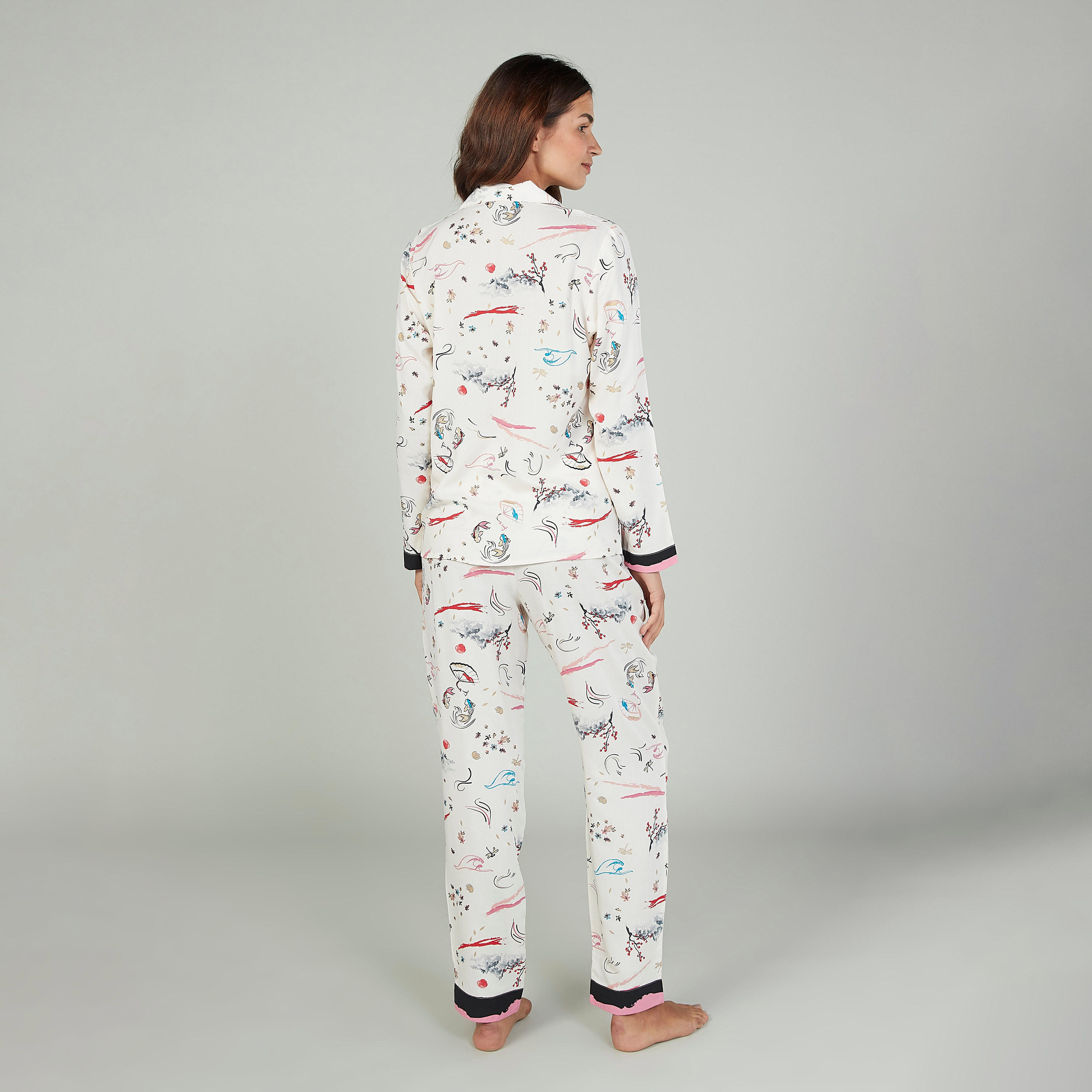 Printed Long Sleeves Shirt and Full Length Pyjama Set-women-clothing-nightwear-pyjamas-longsets-image-2