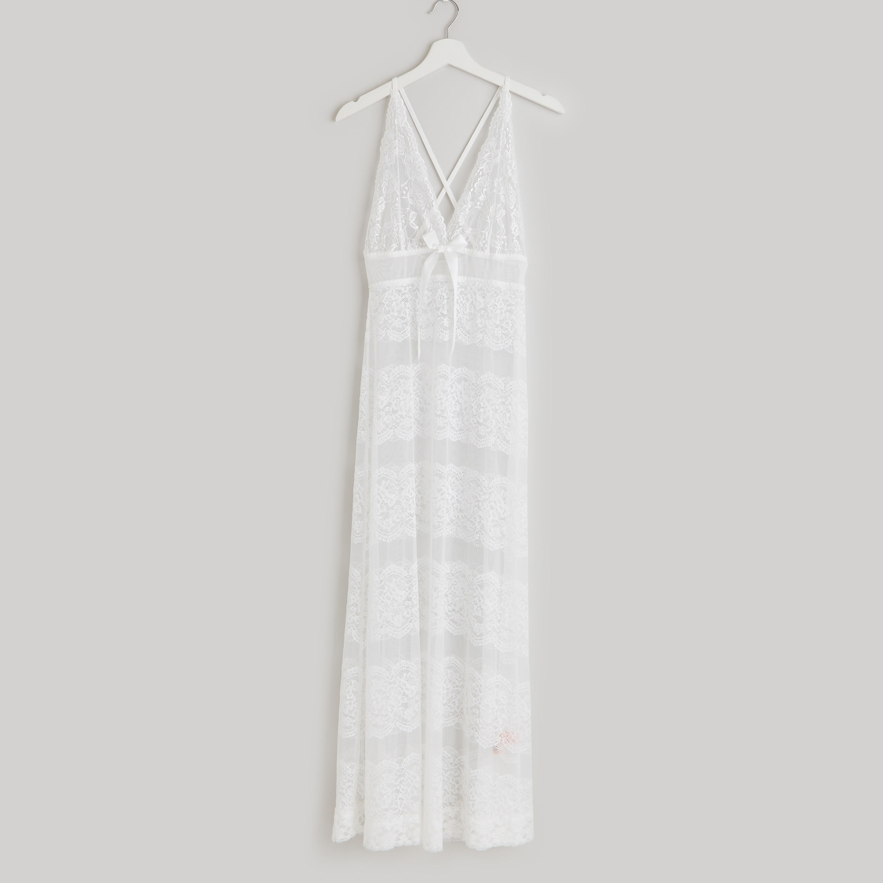 فستان دون أكمام بياقة V وتفاصيل دانتيل مع لباس داخلي-women-clothing-nightwear-nighties-image-2