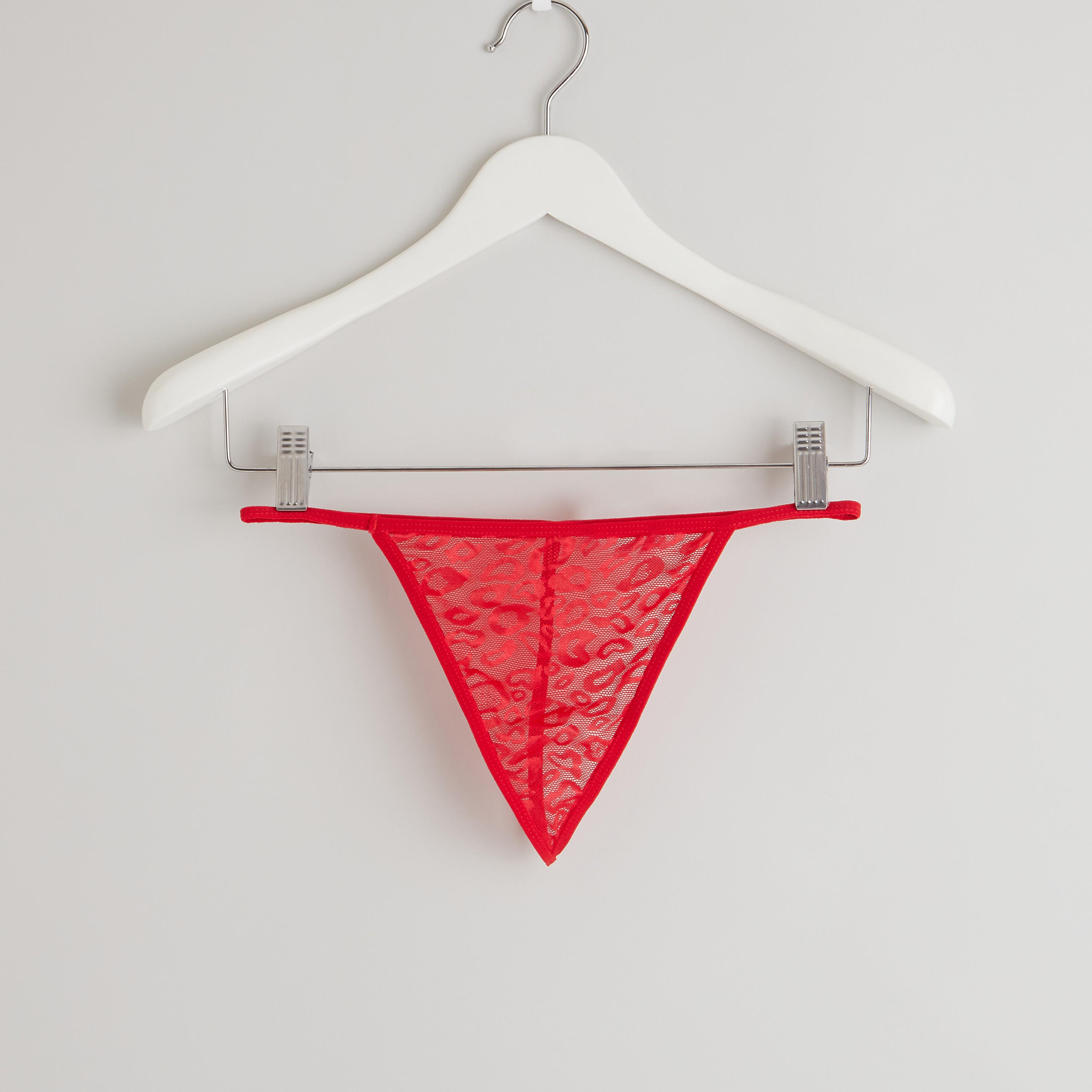 قميص نوم متوسط الطول بياقة V وتفاصيل دانتيل مع ثونج-women-clothing-nightwear-nighties-image-4