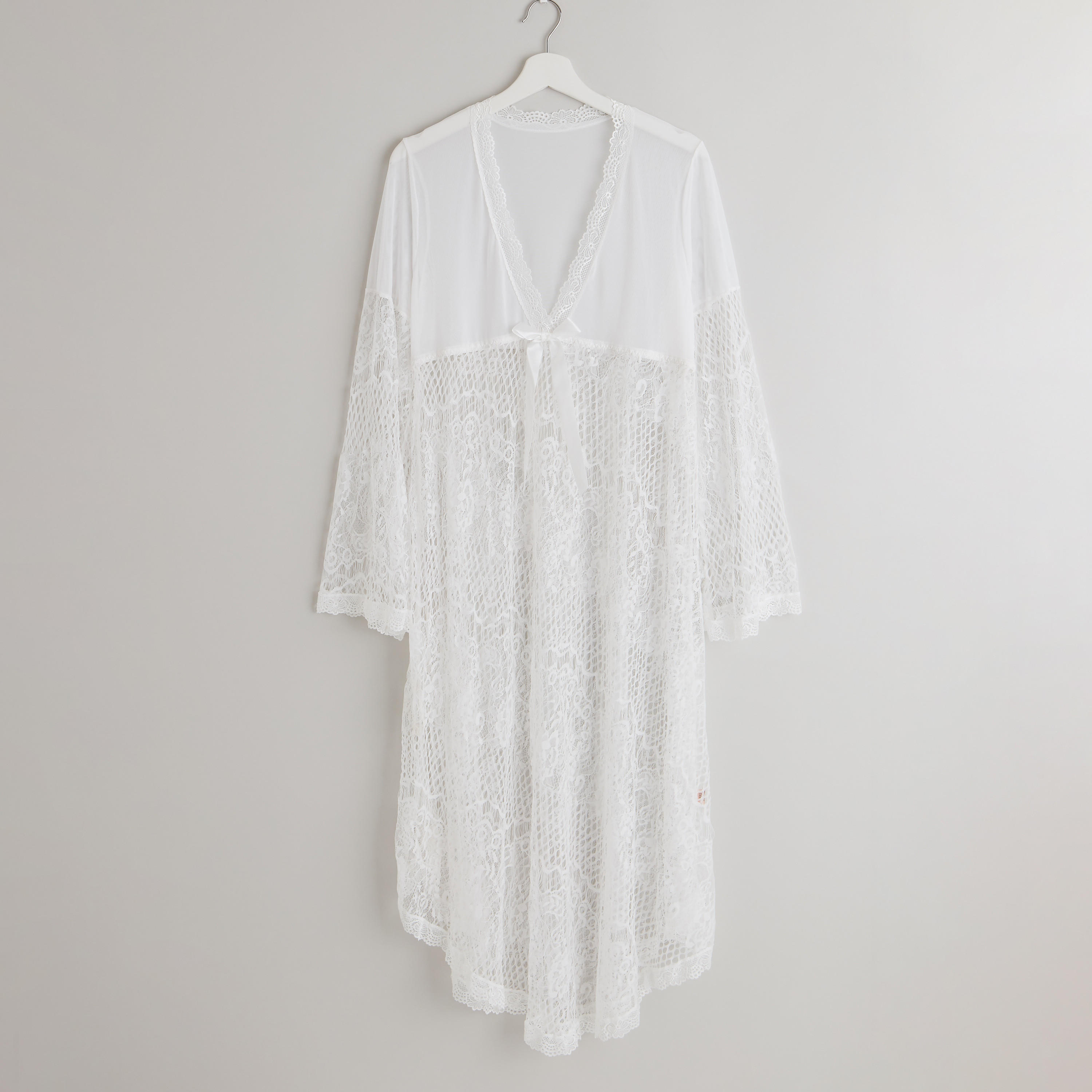 ملابس نوم بأكمام واسعة بياقة V دانتيل مع ثونج-women-clothing-nightwear-nighties-image-2