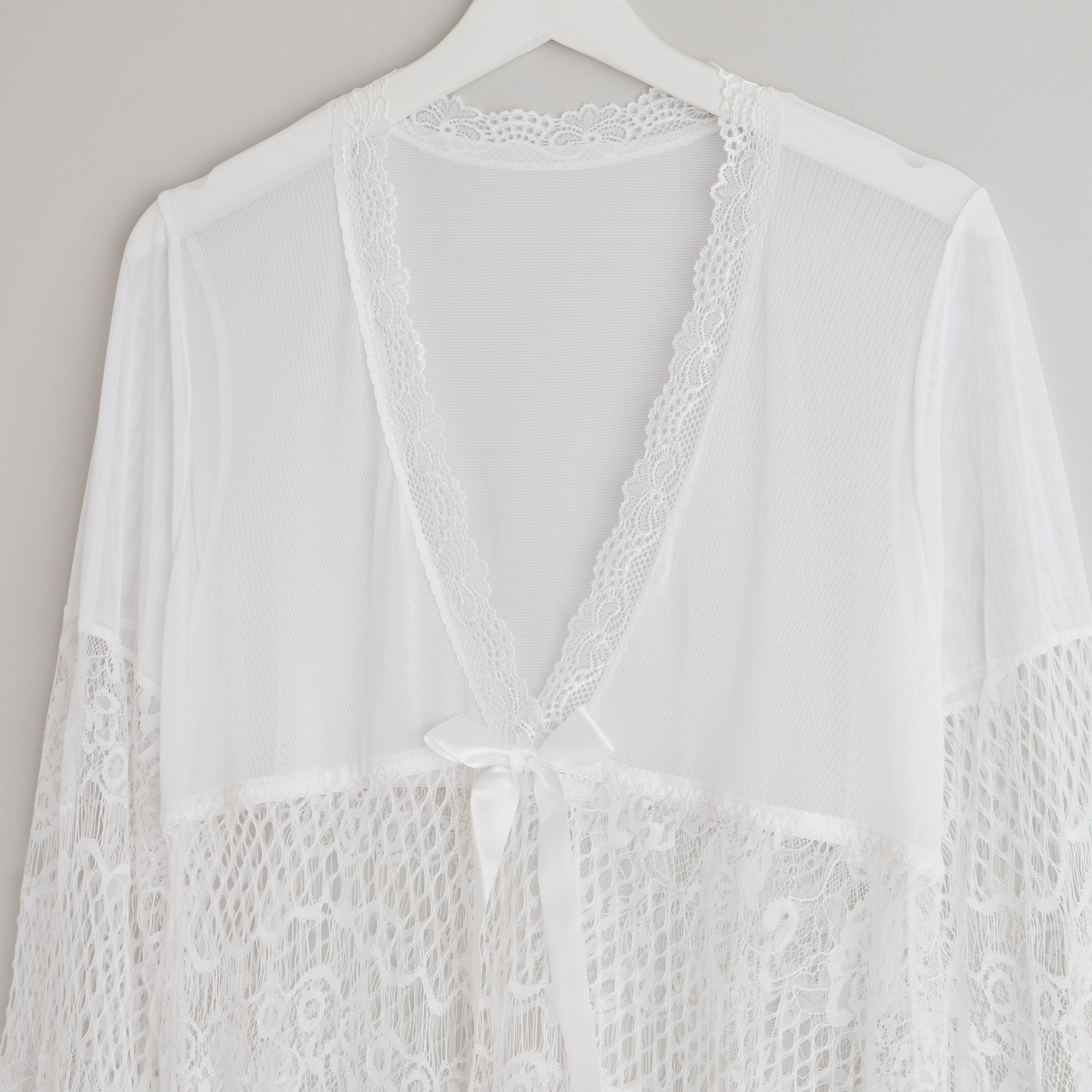 ملابس نوم بأكمام واسعة بياقة V دانتيل مع ثونج-women-clothing-nightwear-nighties-image-3