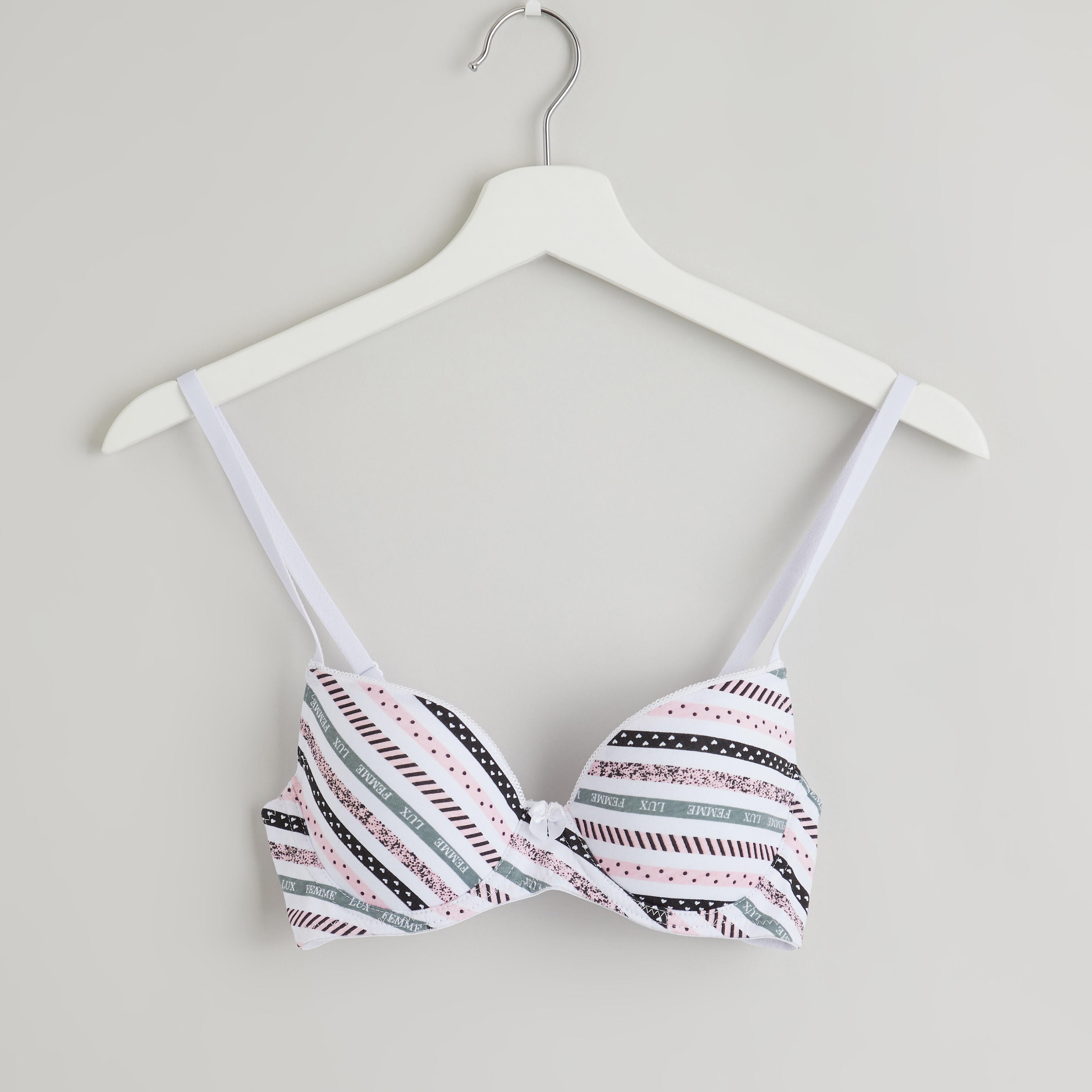 Printed Padded Bra with Hook and Eye Closure-women-clothing-lingerie-bras-image-1