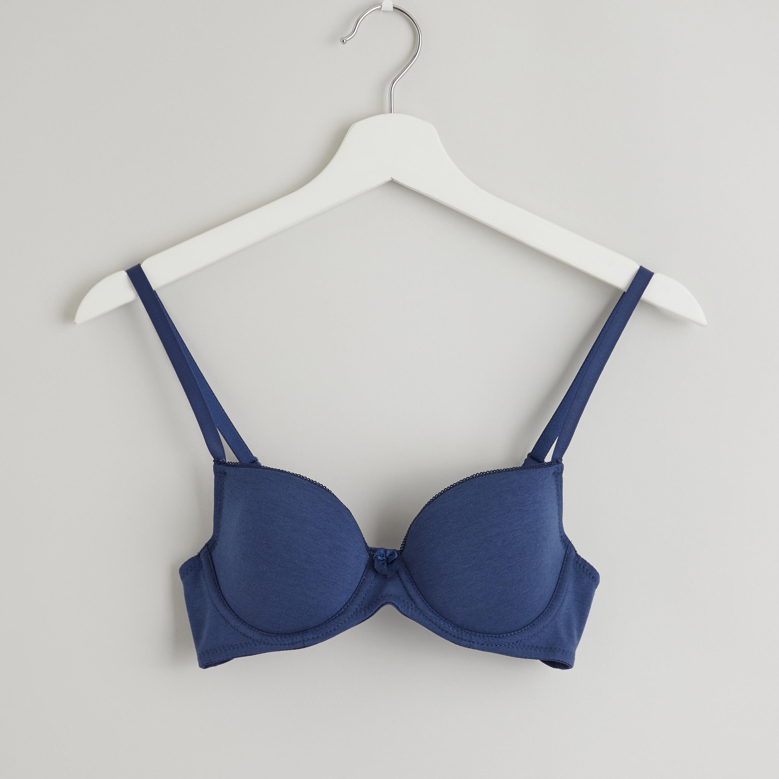 Plain Padded T-shirt Bra with Hook and Eye Closure-women-clothing-lingerie-bras-image-1