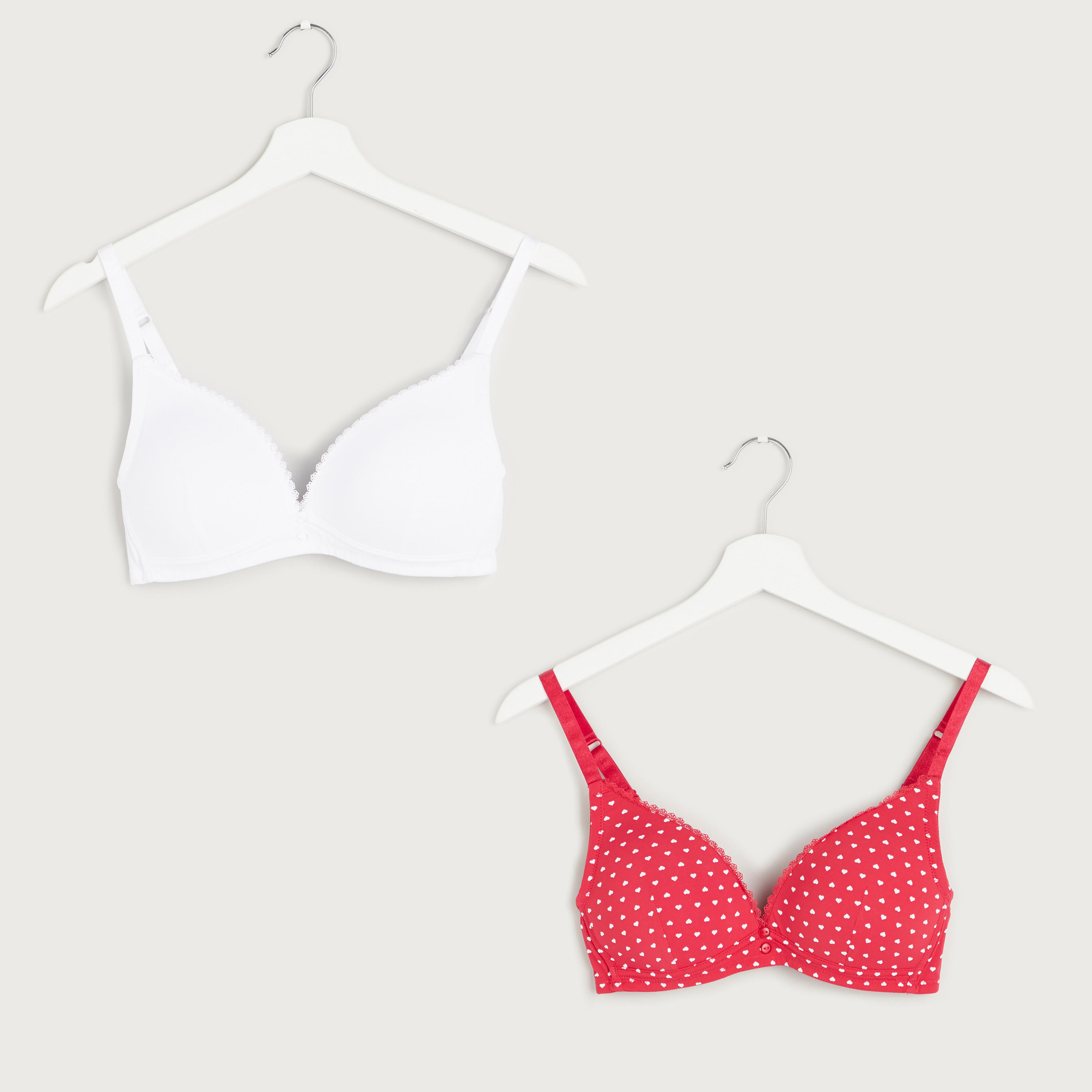 صدريّة تيشيرت متنوعة بمشبك إغلاق - طقم من قطعتين متنوعتين-women-clothing-lingerie-bras-image-1