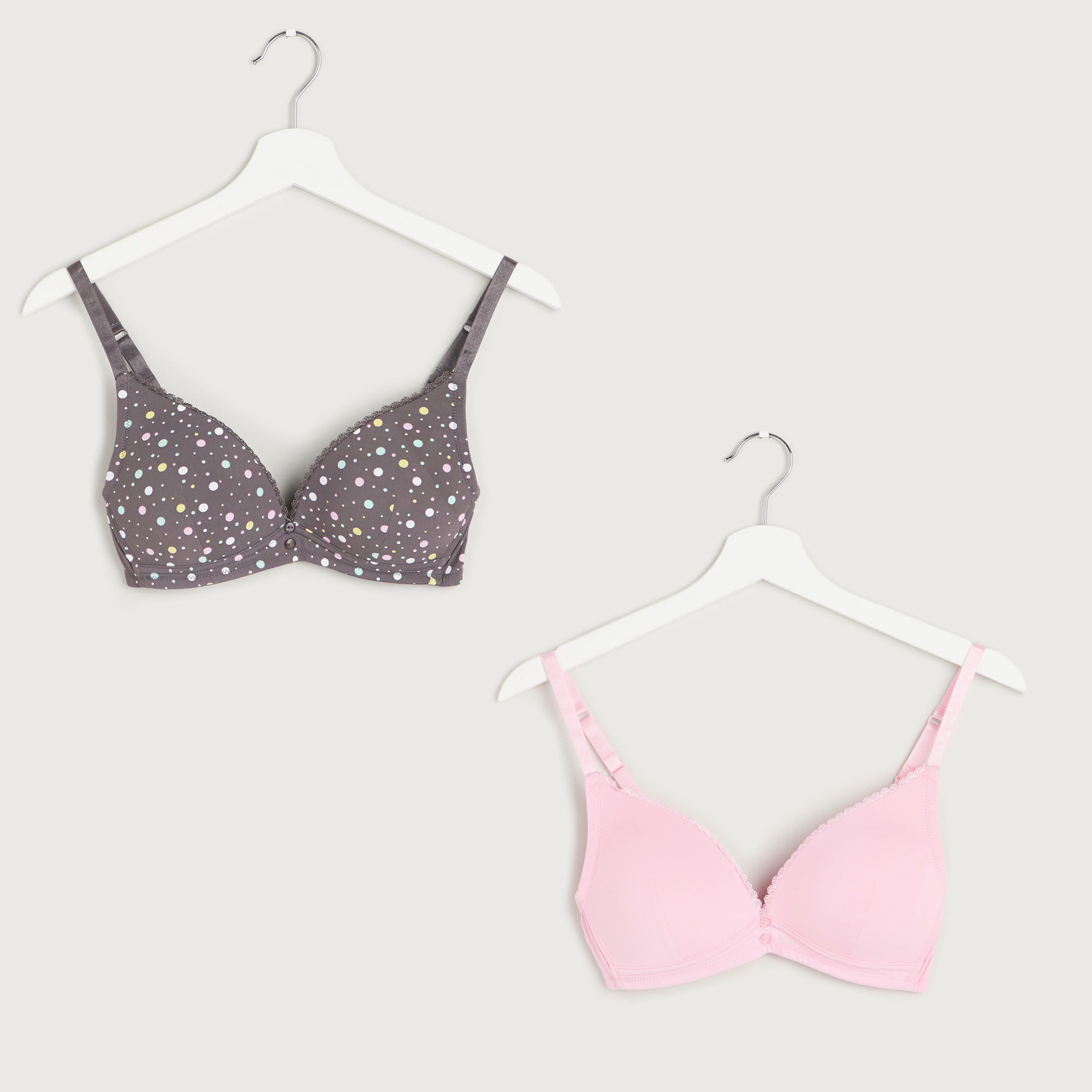 صدريّة تيشيرت متنوعة بمشبك إغلاق - طقم من قطعتين متنوعتين-women-clothing-lingerie-bras-image-1