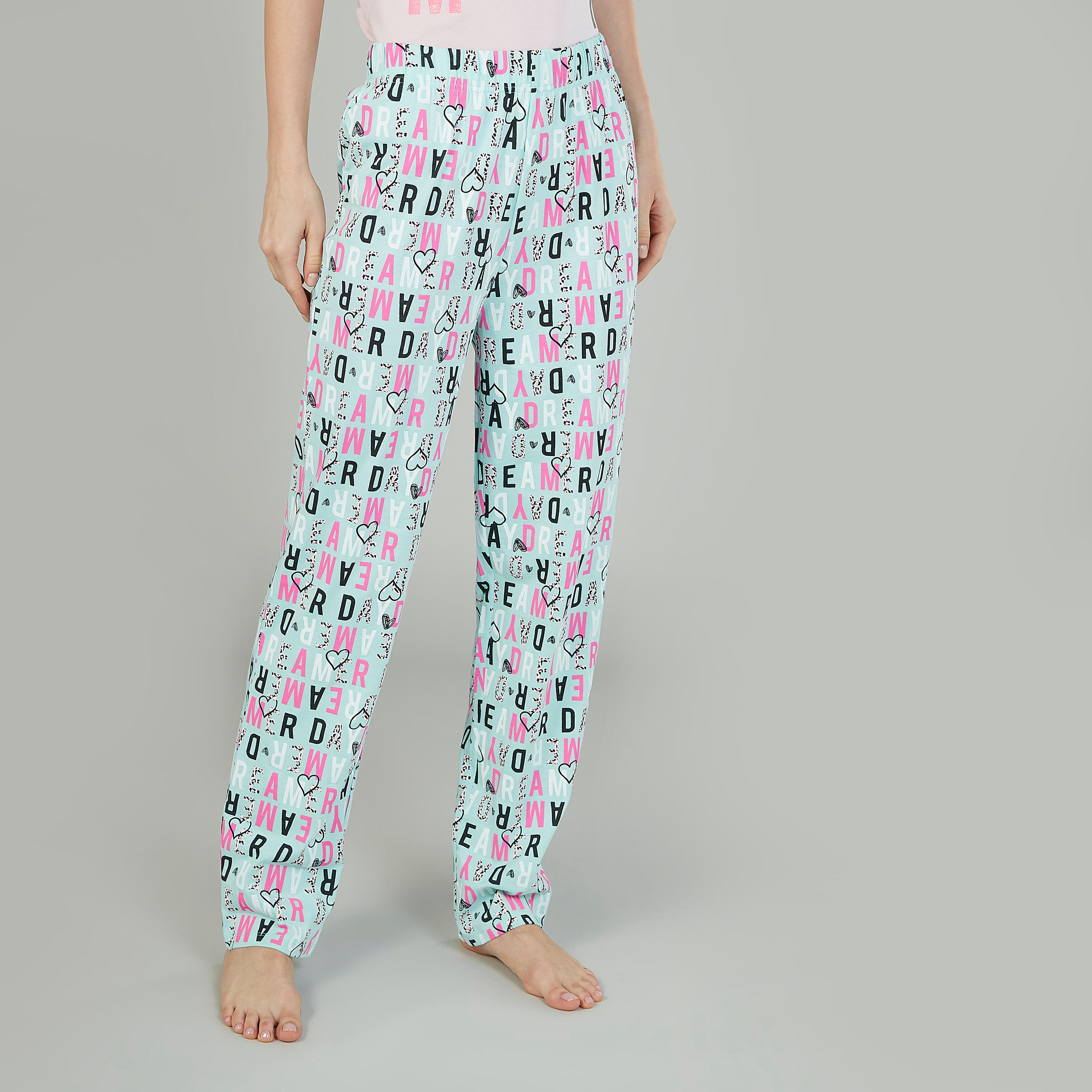 Printed Round Neck T-shirt and Full Length Pyjama Set-women-clothing-nightwear-pyjamas-longsets-image-4