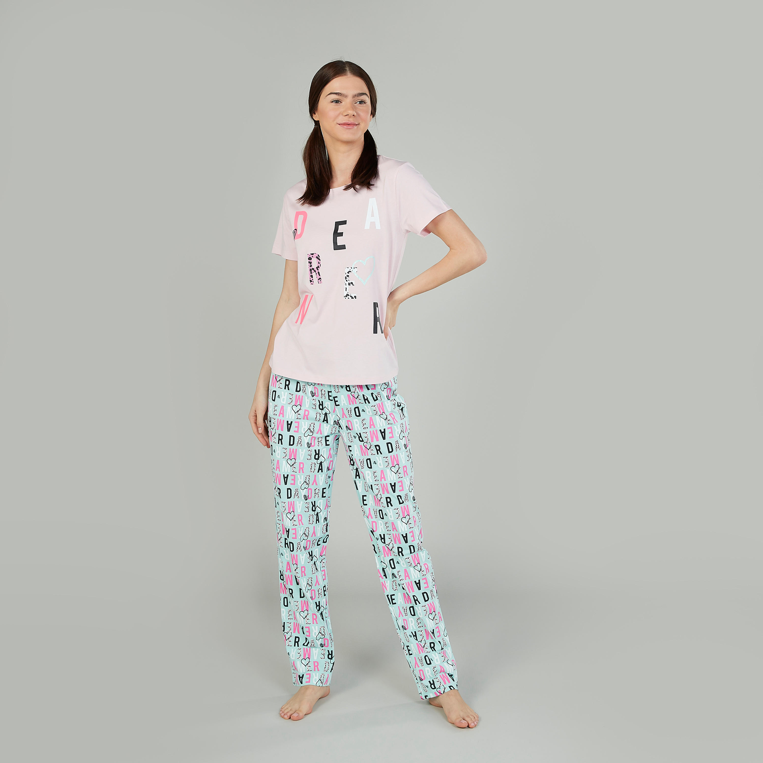 Printed Round Neck T-shirt and Full Length Pyjama Set-women-clothing-nightwear-pyjamas-longsets-image-5
