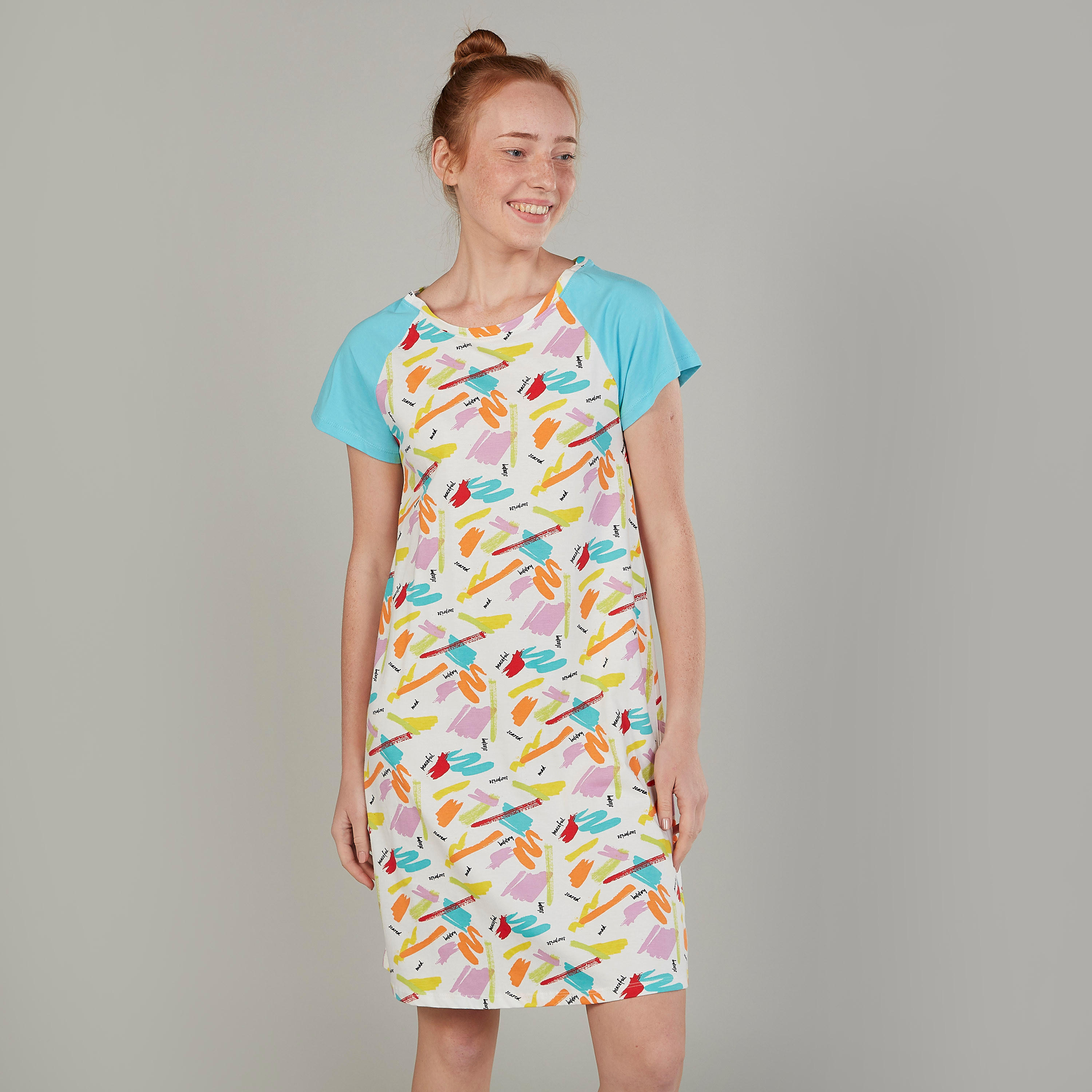 طقم قمصان نوم مستدام بطبعات وأكمام مغايرة - قطعتين-women-clothing-nightwear-nighties-image-2