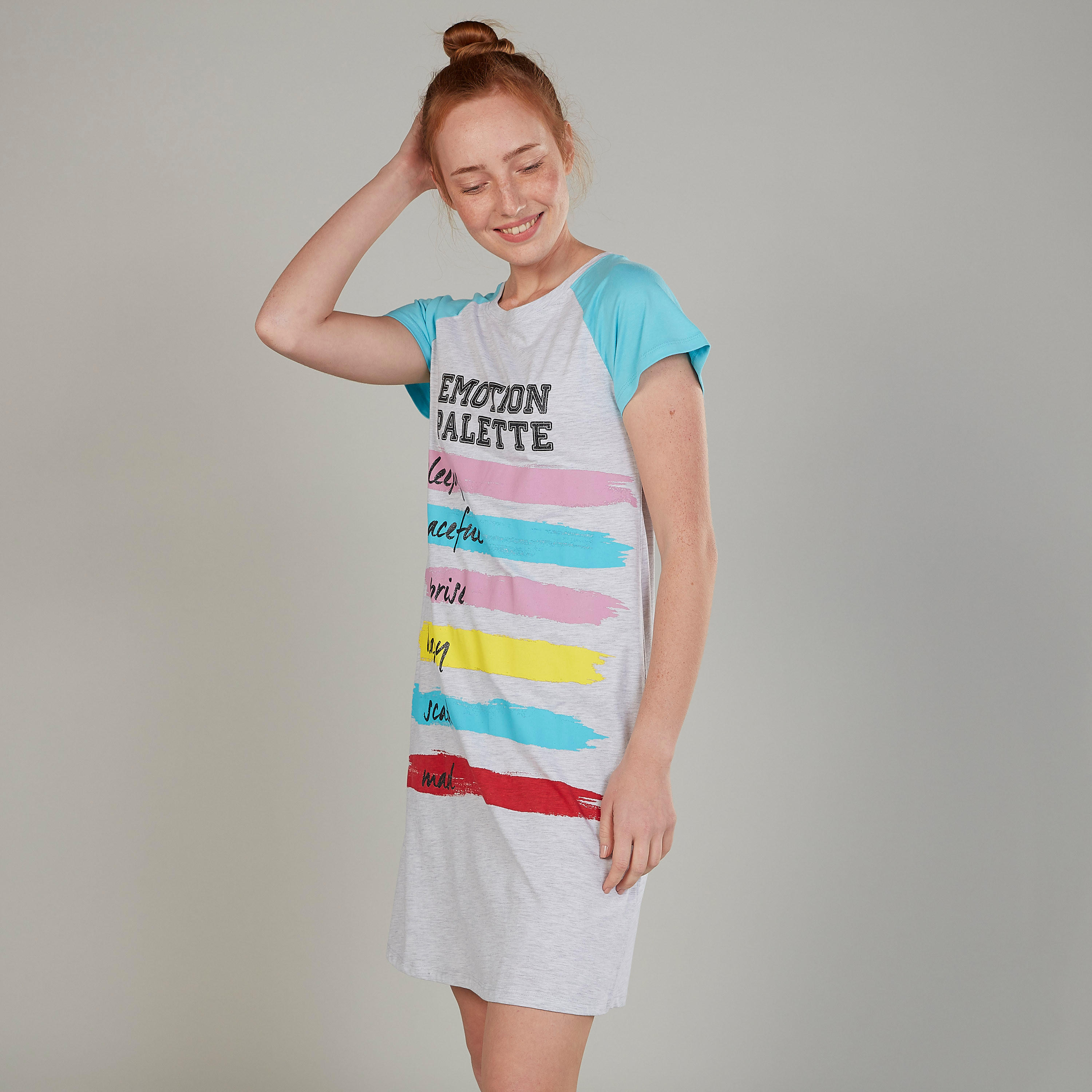 طقم قمصان نوم مستدام بطبعات وأكمام مغايرة - قطعتين-women-clothing-nightwear-nighties-image-3